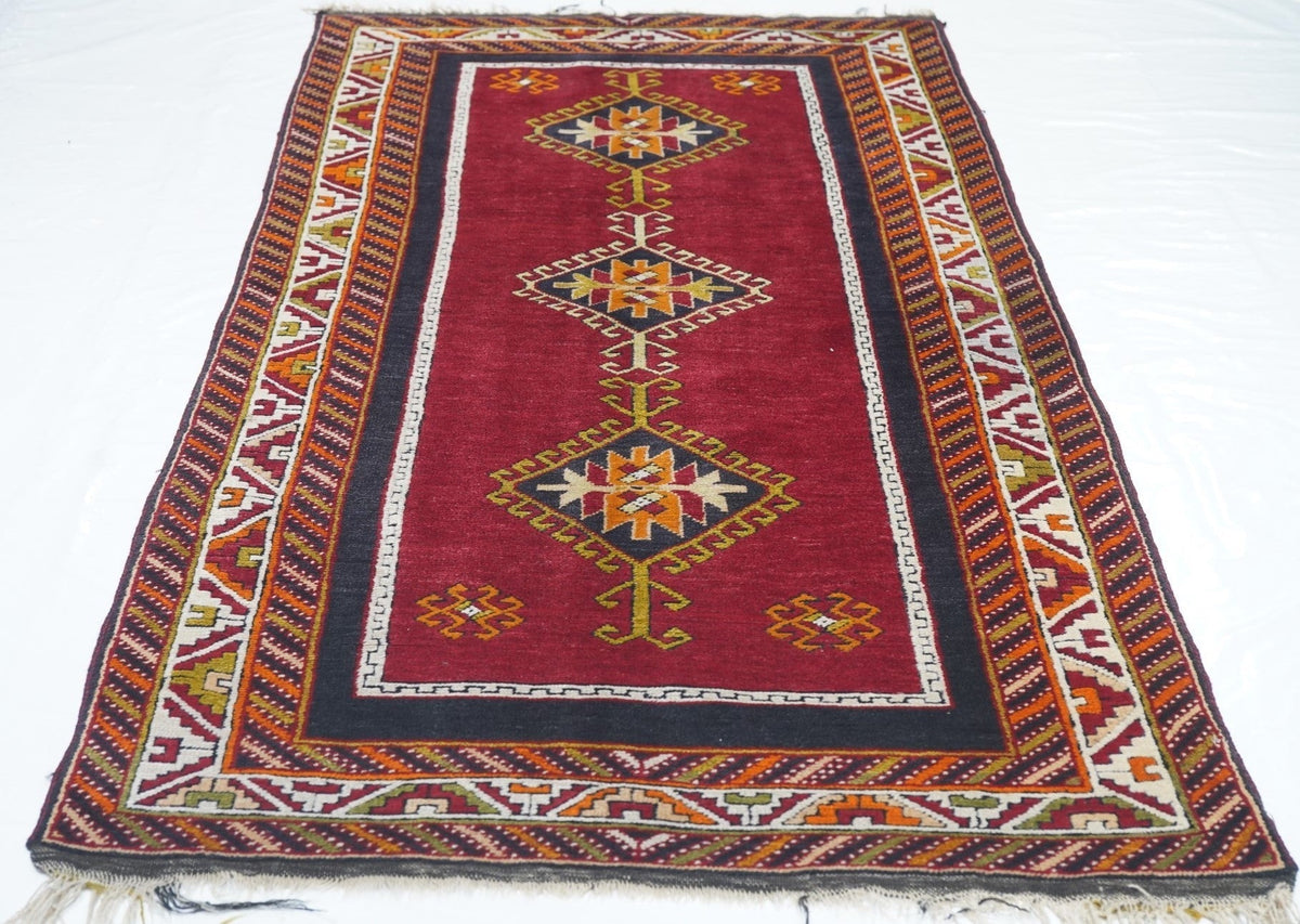 Fine Antique Turkish Tribal Wool Rug 3'3'' x 6'3''
