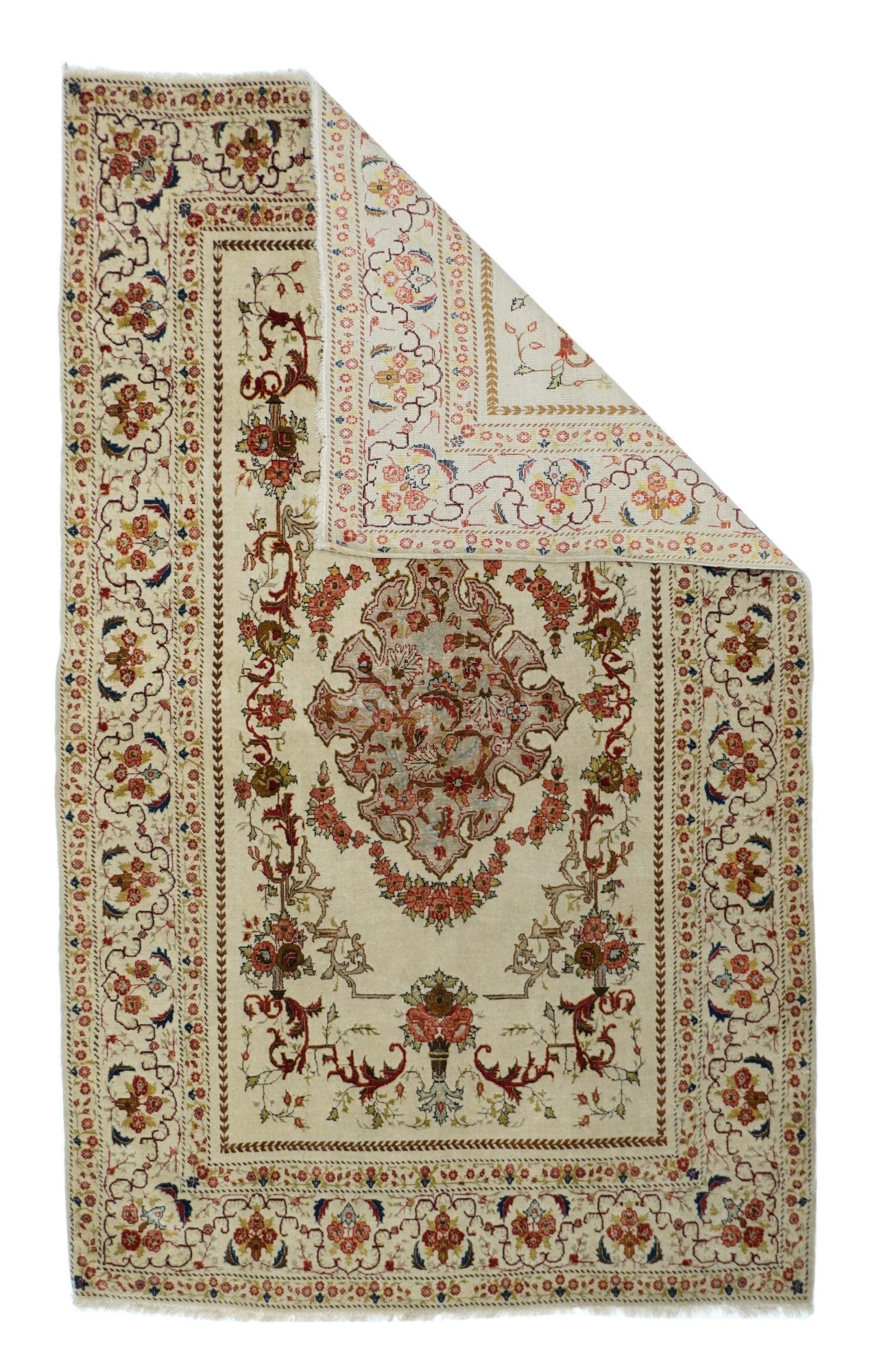 Extremely Fine Antique  Tehran Rug. Wool With all Design in Silk 3'4'' x 5'6''