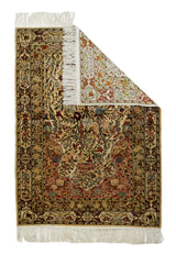Extremely Fine Antique Silk Hereke Rug 3'5'' x 4'11''