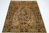 Extremely Fine Antique Silk Hereke Rug 3'5'' x 4'11''