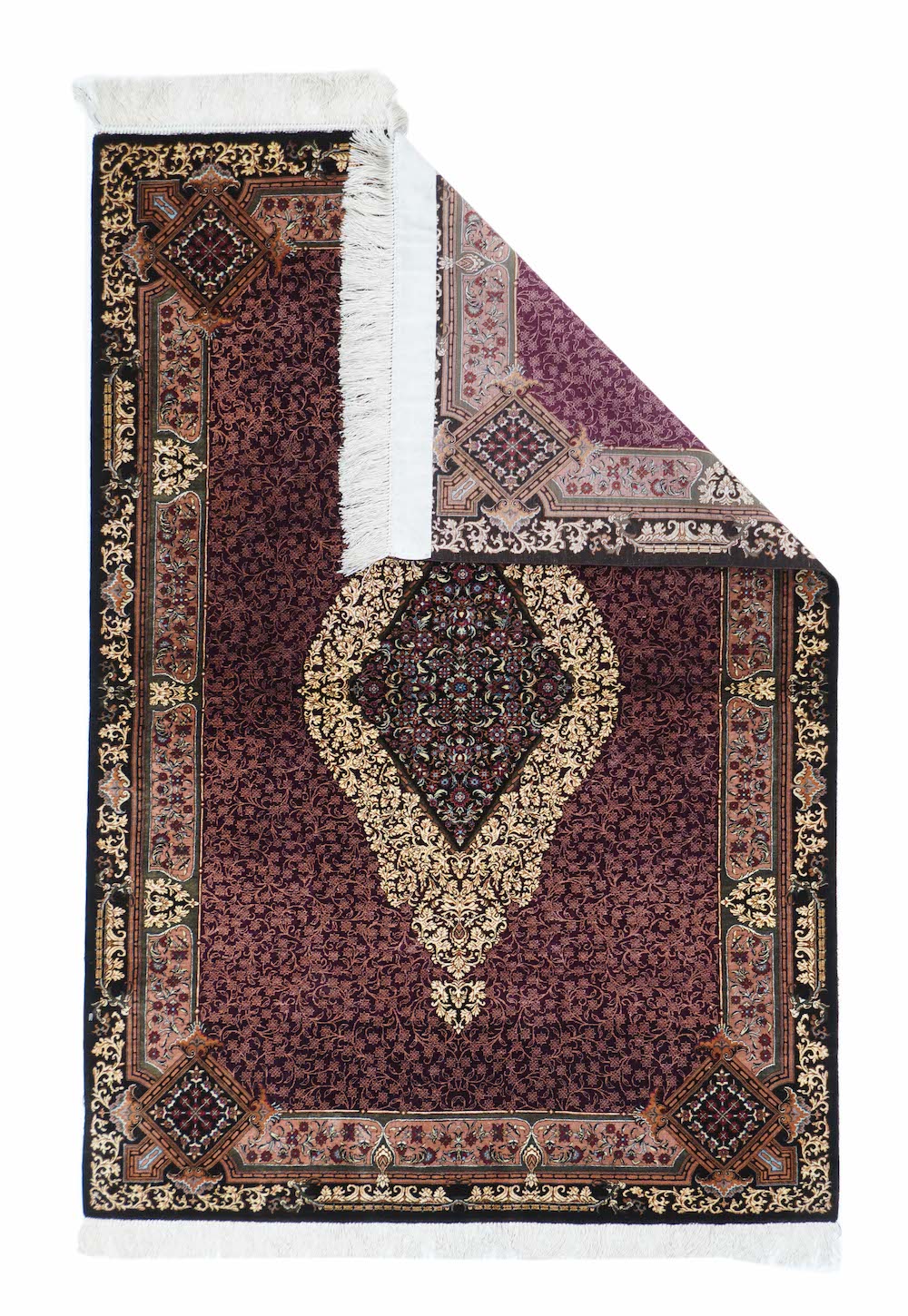 Fine Vintage  silk Qum signed Jamshidi Rug 3'4'' x 4'11''