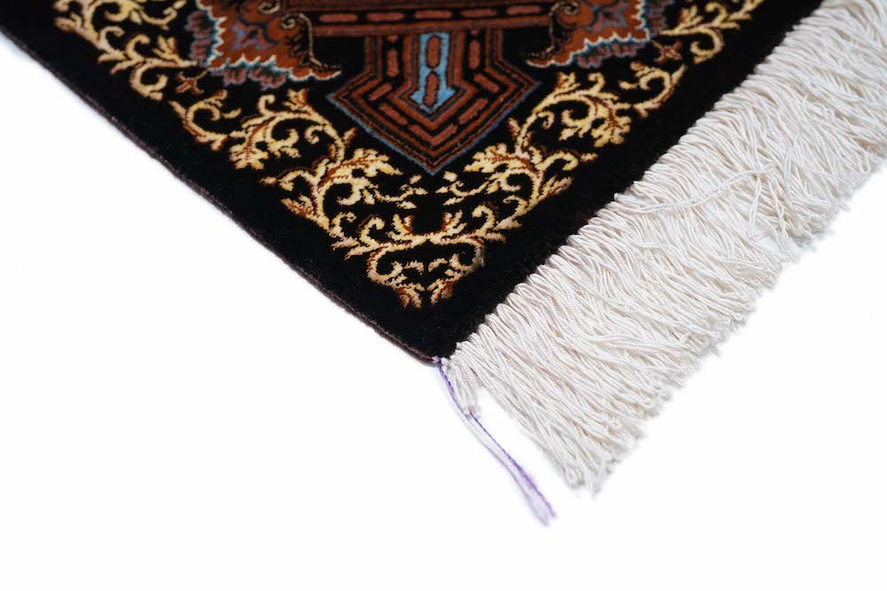Fine Vintage  silk Qum signed Jamshidi Rug 3'4'' x 4'11''