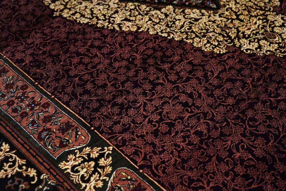 Fine Vintage  silk Qum signed Jamshidi Rug 3'4'' x 4'11''