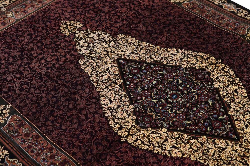 Fine Vintage  silk Qum signed Jamshidi Rug 3'4'' x 4'11''