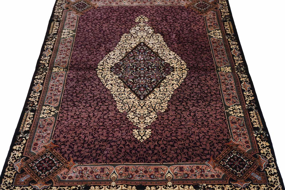 Fine Vintage  silk Qum signed Jamshidi Rug 3'4'' x 4'11''