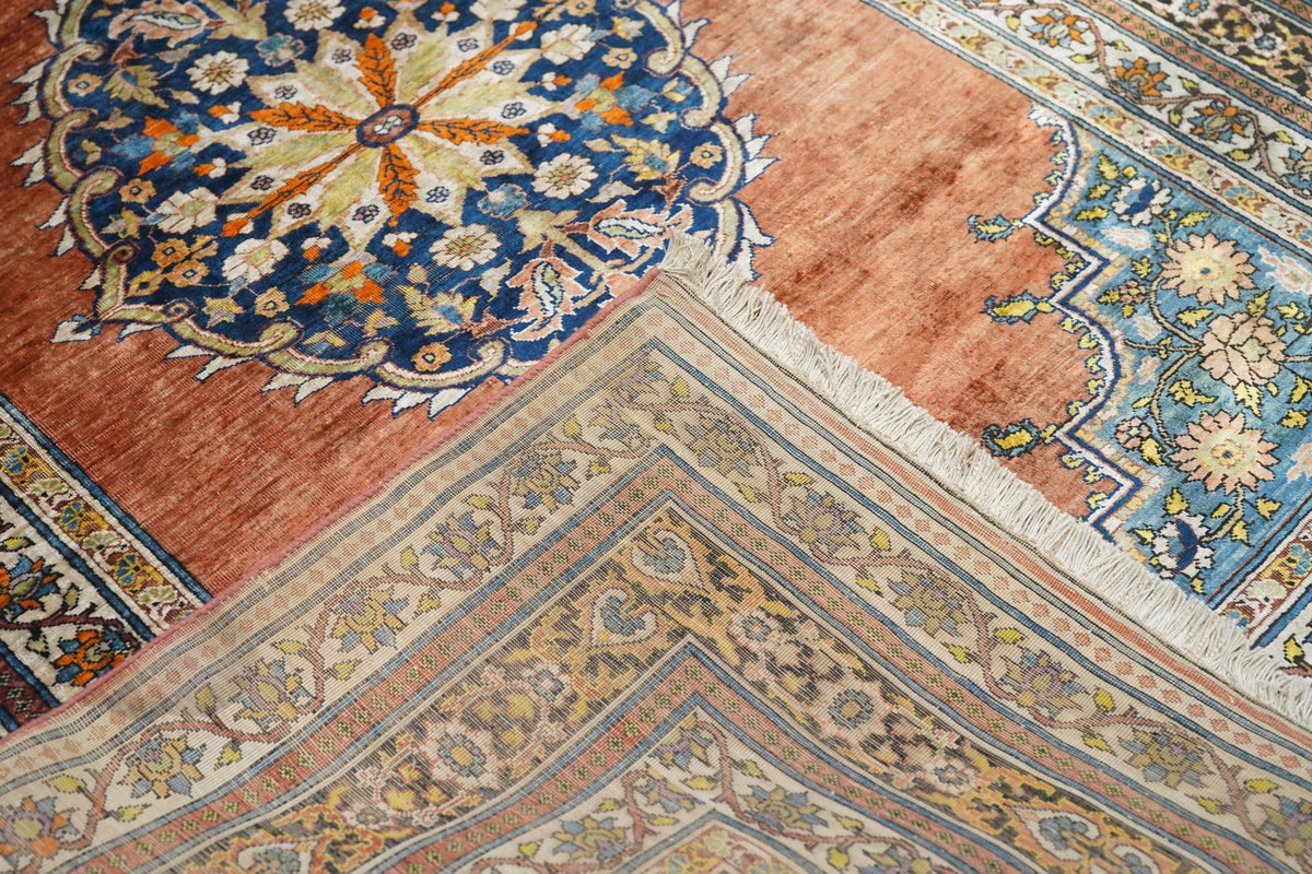 Antique Silk Rug 4'3'' x 5'5''