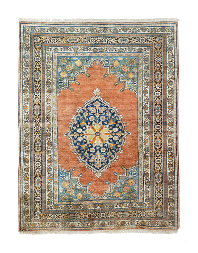 Antique Silk Rug 4'3'' x 5'5''