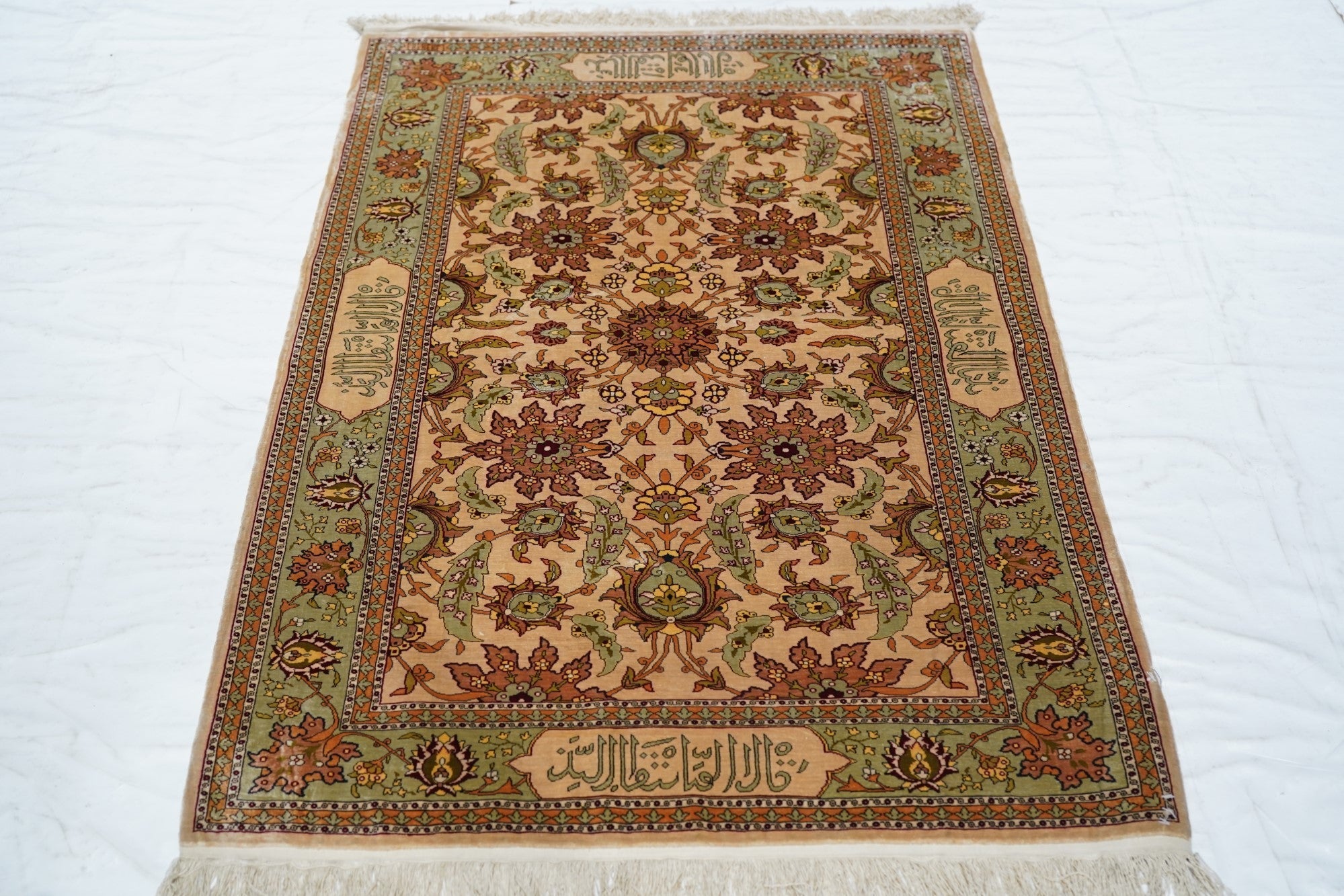 Extremely Fine Vintage Turkish Silk Hereke Rug 2'10'' x 4'7''