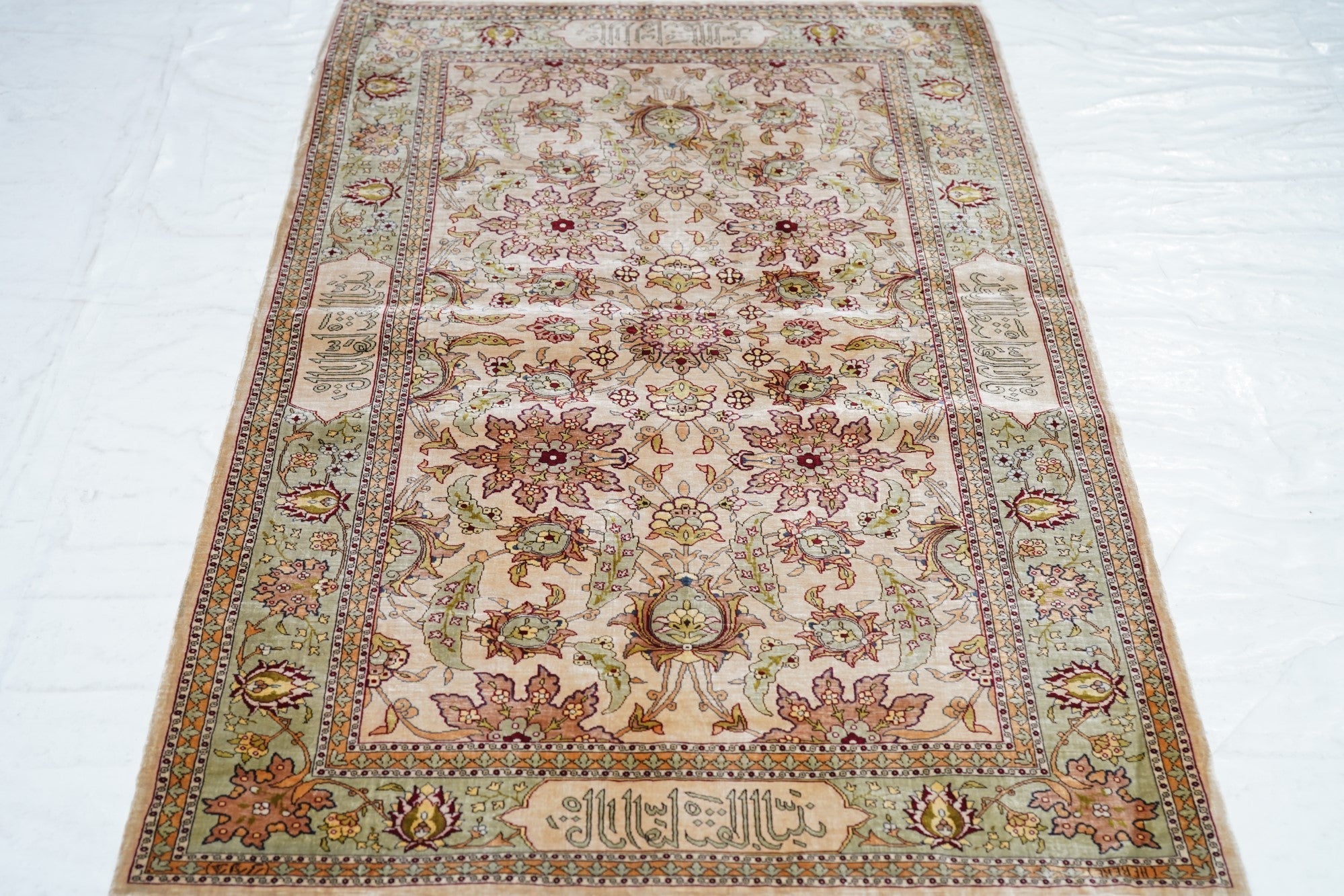 Extremely Fine Vintage Turkish Silk Hereke Rug 2'10'' x 4'7''