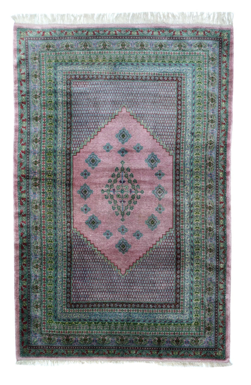 Fine Vintage Kashmiri Silk Rug 4'1'' x 6'3''