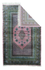 Fine Vintage Kashmiri Silk Rug 4'1'' x 6'3''