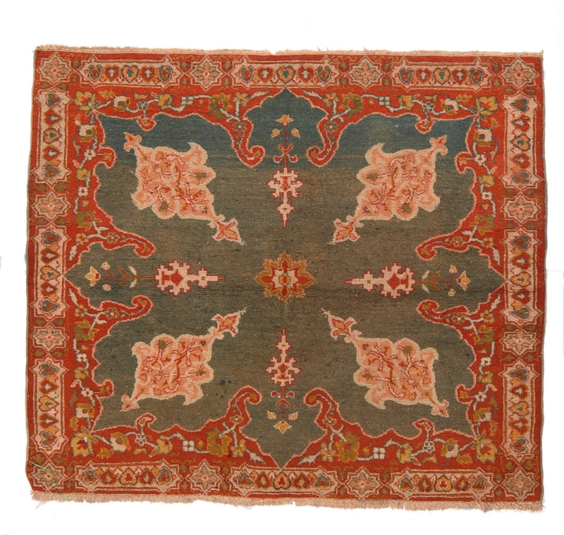 Antique Indian Agra Rug 3'8'' x 4'4'' circa 1890
