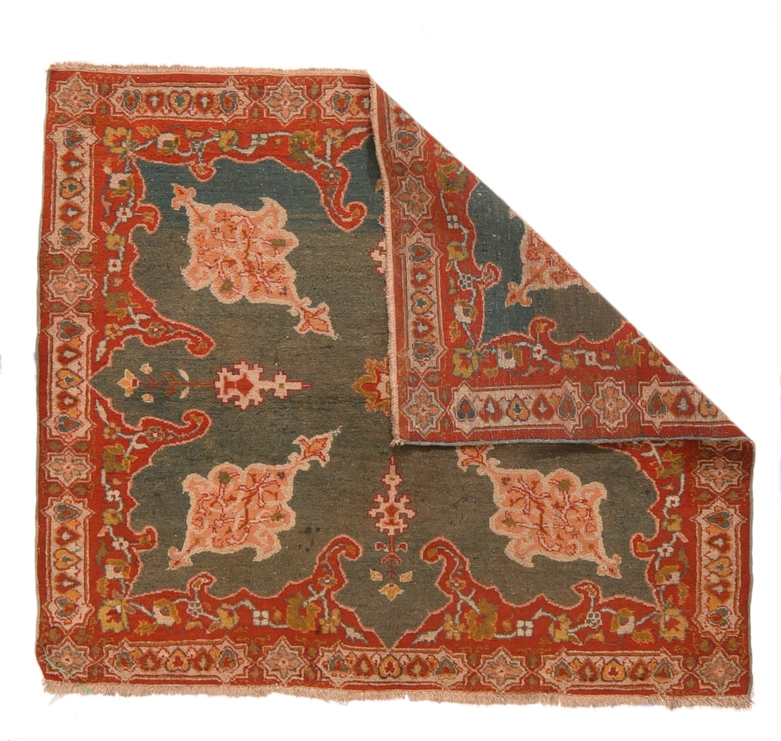 Antique Indian Agra Rug 3'8'' x 4'4'' circa 1890