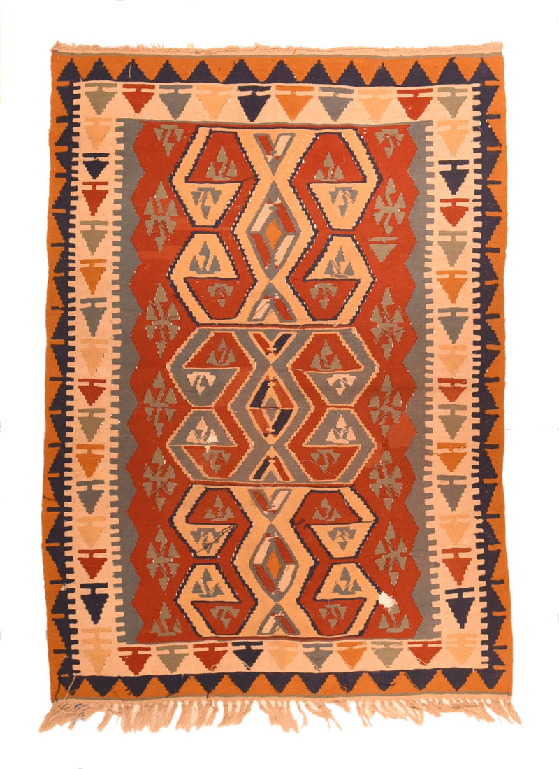 Vintage Turkish Kilim Rug 3'2'' x 5'3''