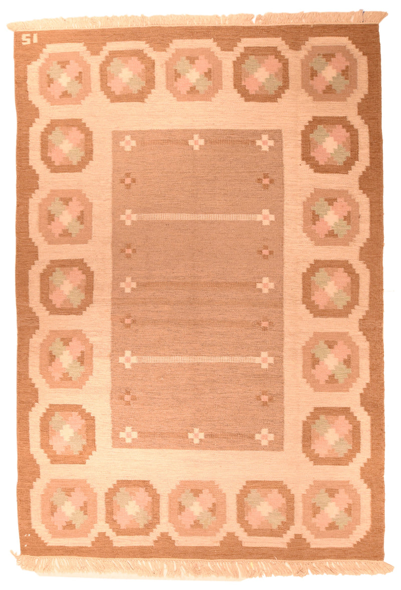 Vintage Swedish Kilim Rug 5'7'' x 8'2''