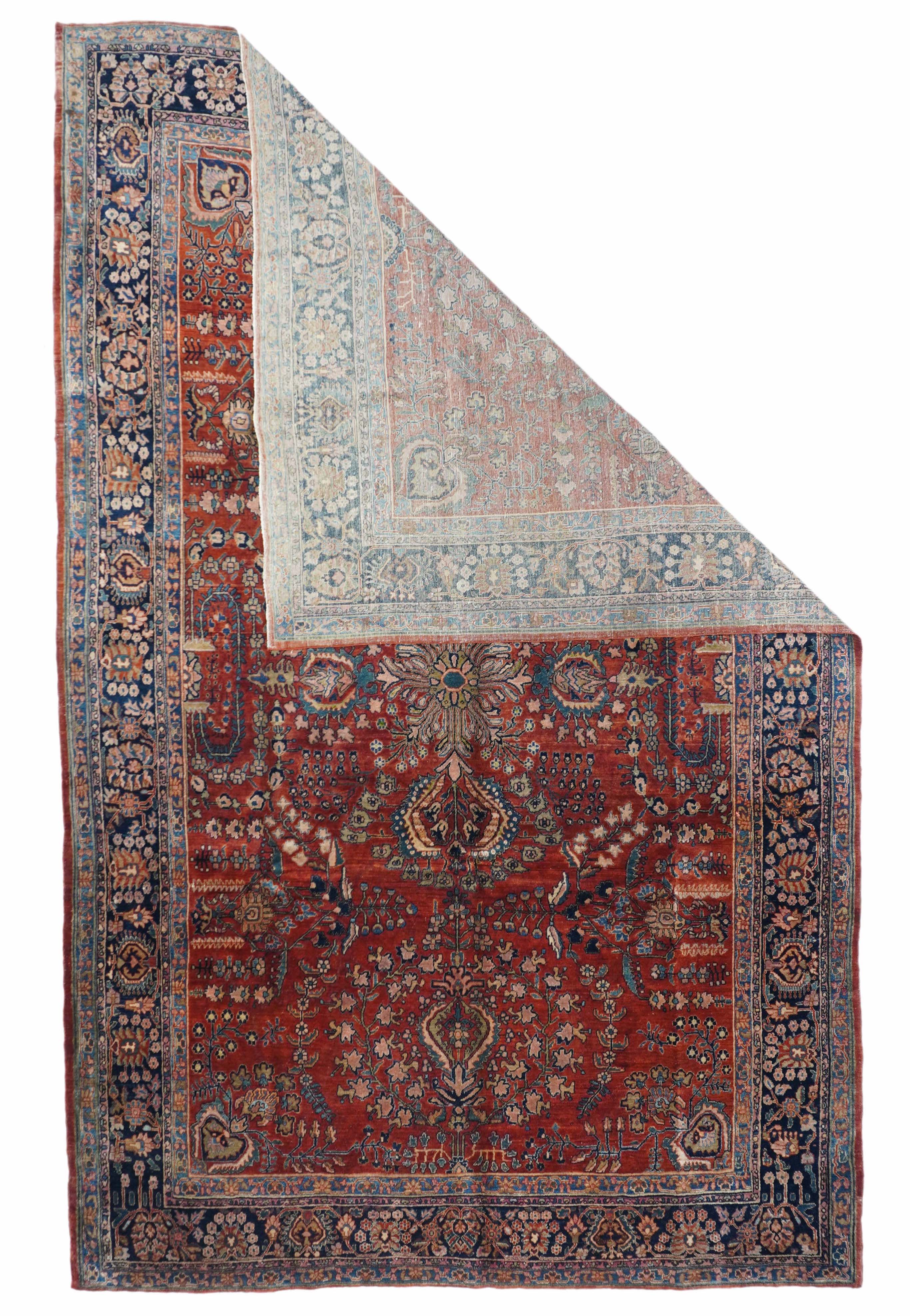 Antique  Mohajeran Sarouk Rug 7'1" x 11' 1''