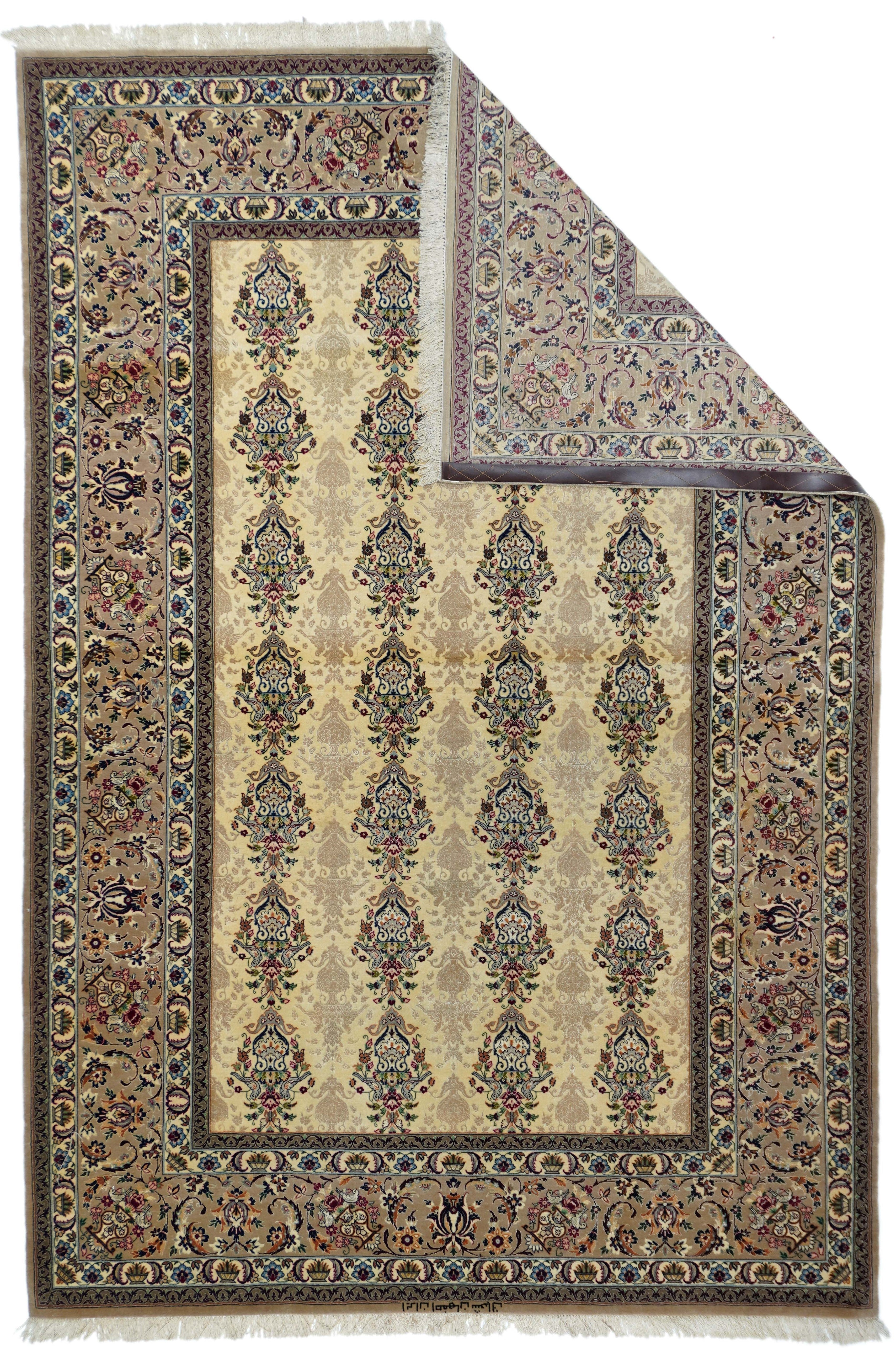 Extremely Fine  Isfahan Wool and Silk Rug 5'1'' x 7'6''