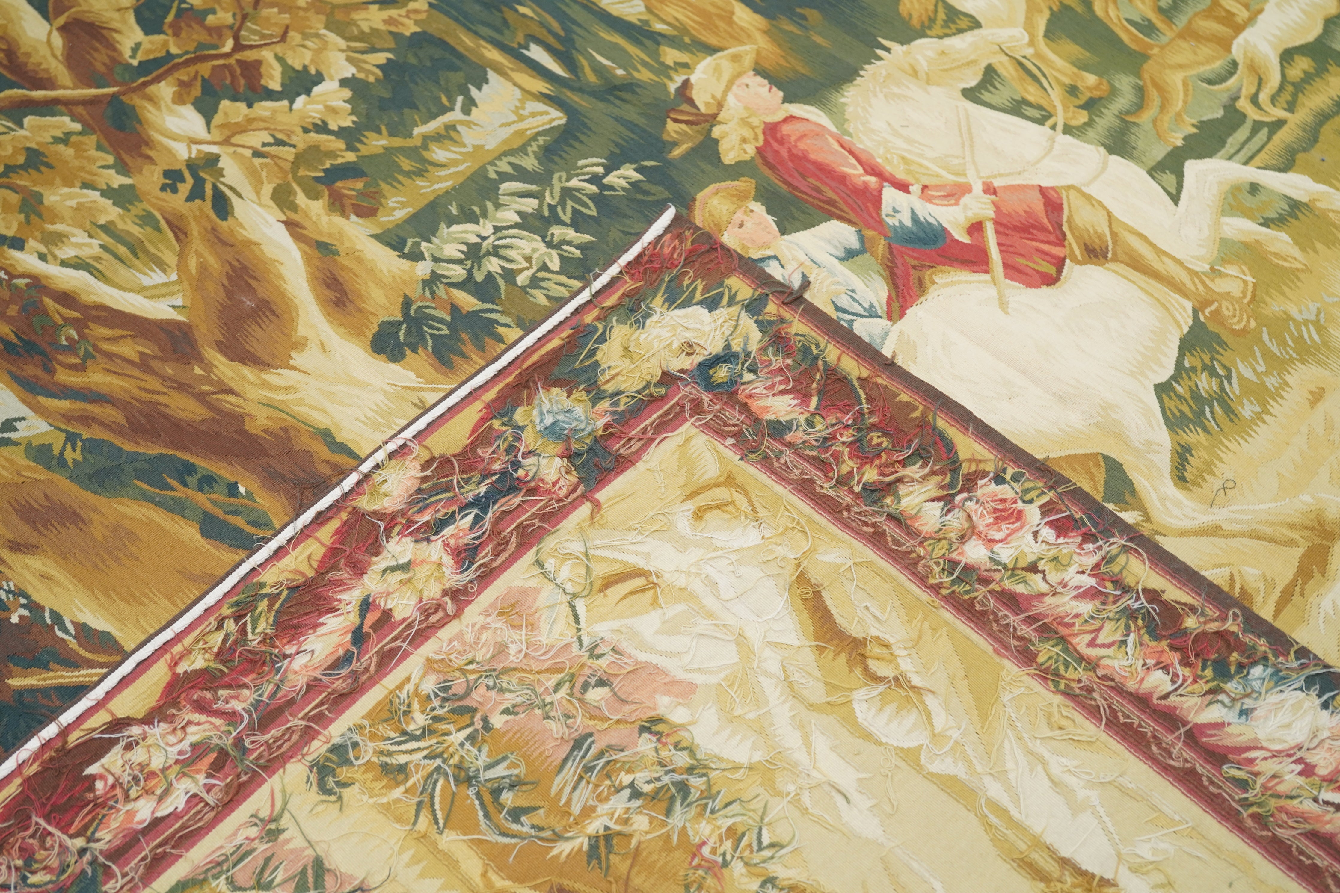 Vintage Belgium Pictorial Tapestry 7'5'' x 7'7''