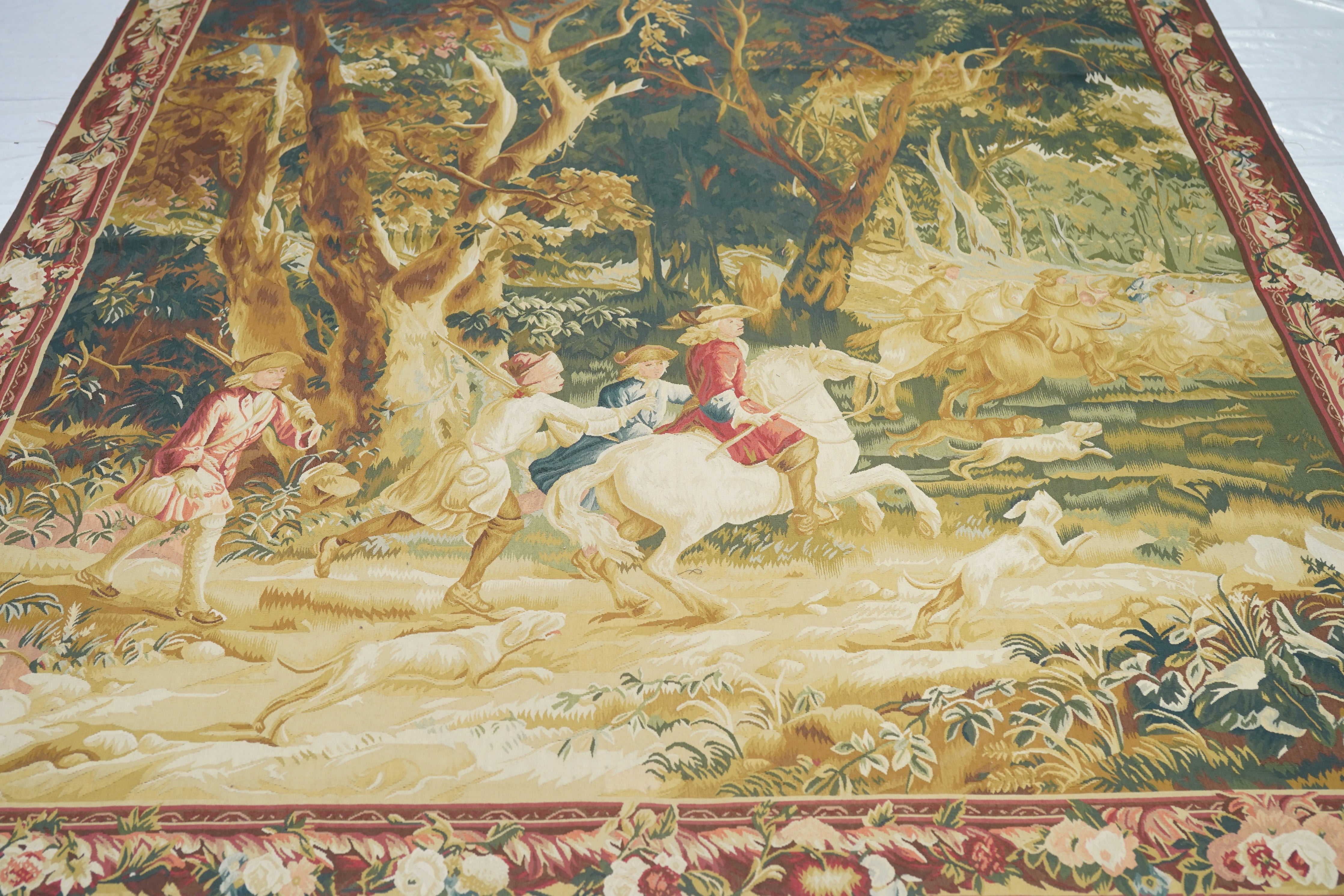 Vintage Belgium Pictorial Tapestry 7'5'' x 7'7''