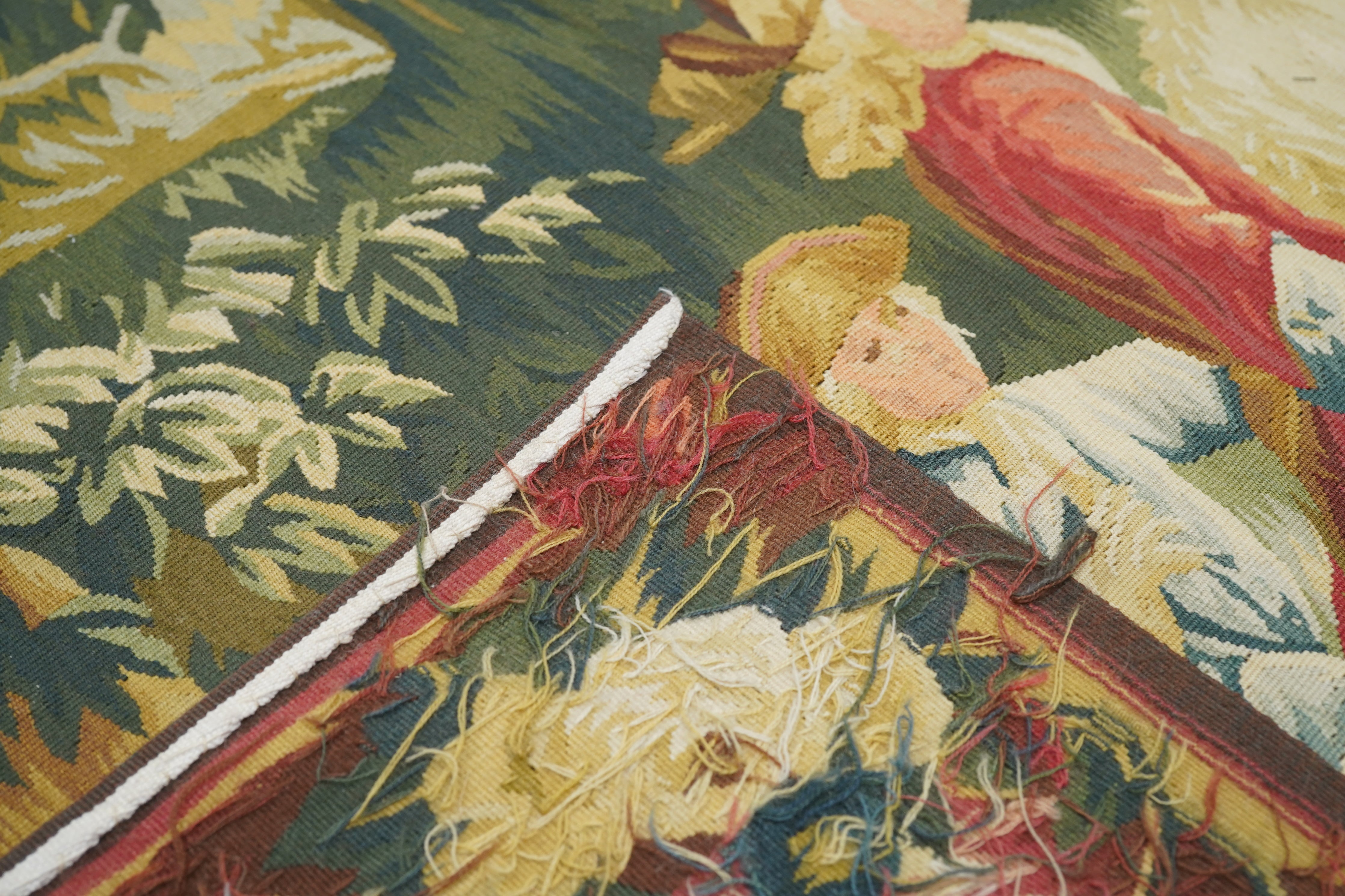 Vintage Belgium Pictorial Tapestry 7'5'' x 7'7''