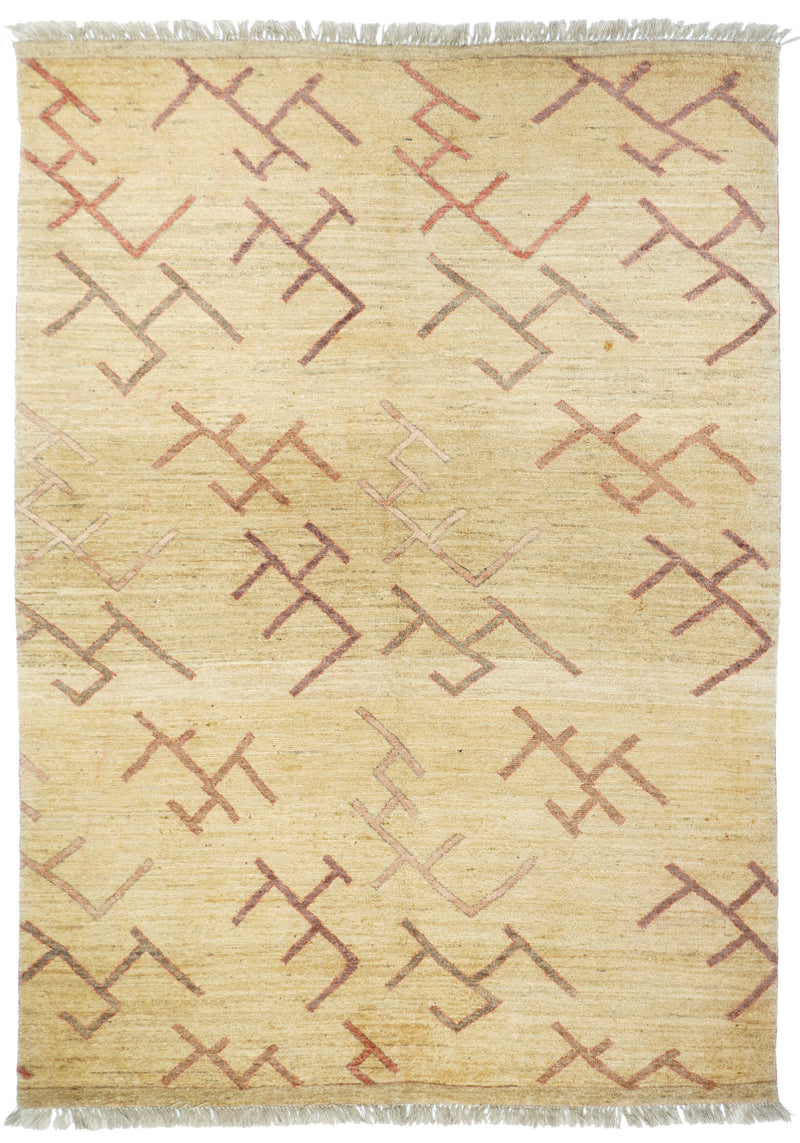 Vintage Ivory Gabbeh Tribal Rug 4'2'' x 6'0