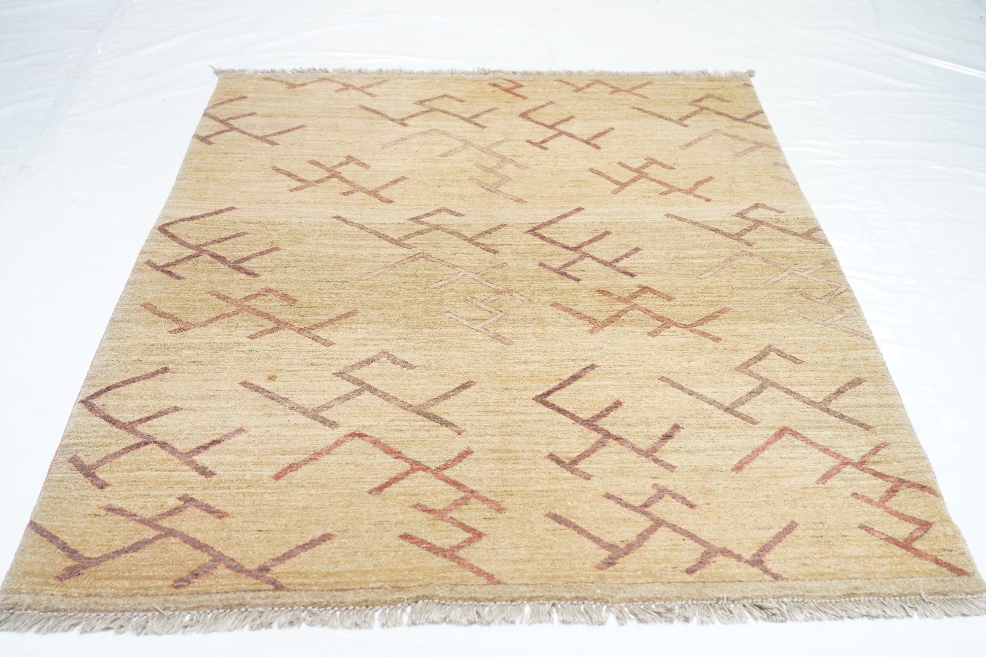 Vintage Ivory Gabbeh Tribal Rug 4'2'' x 6'0"