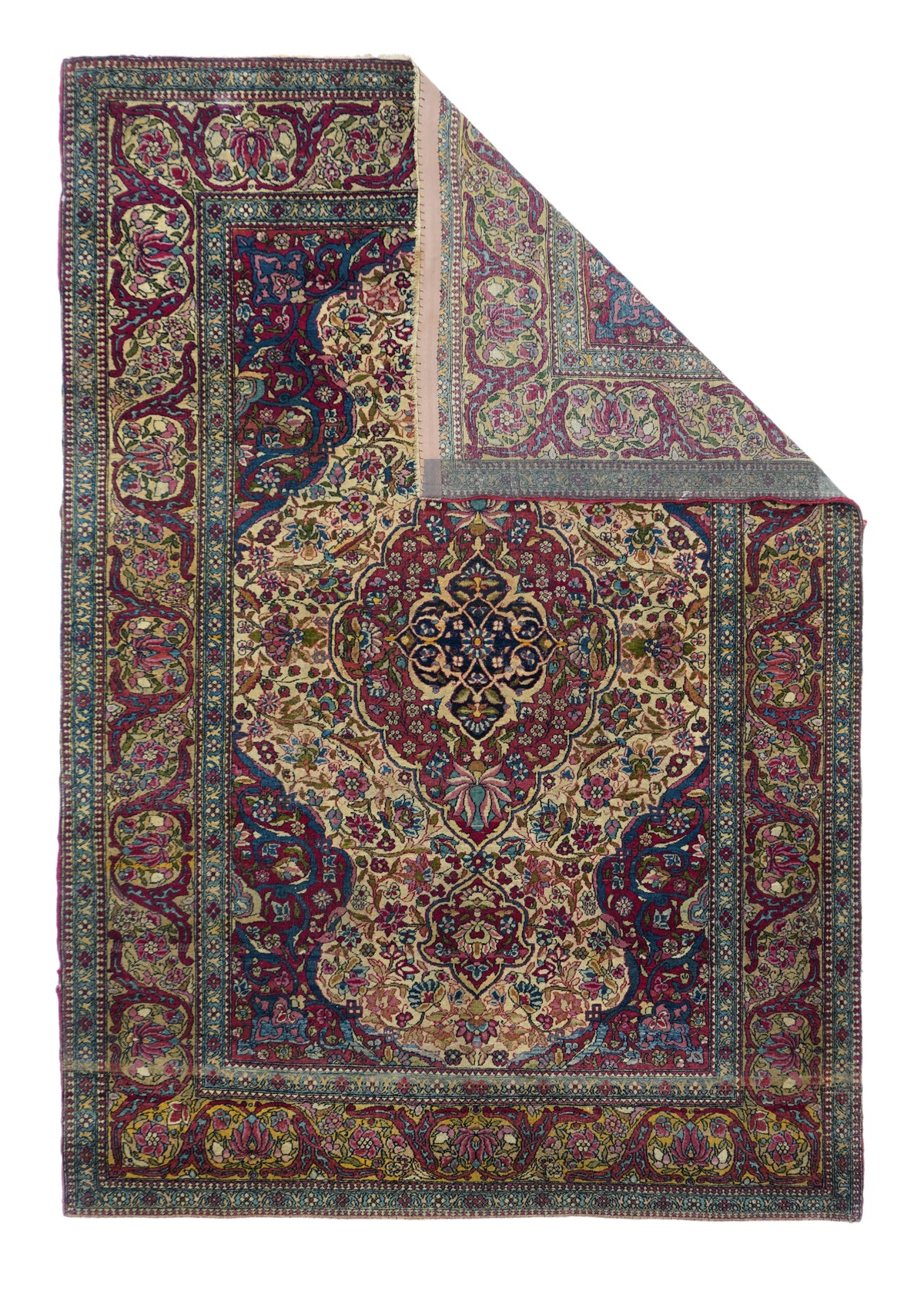 Antique Ivory Isfahan Rug 4'9'' x 7'0''