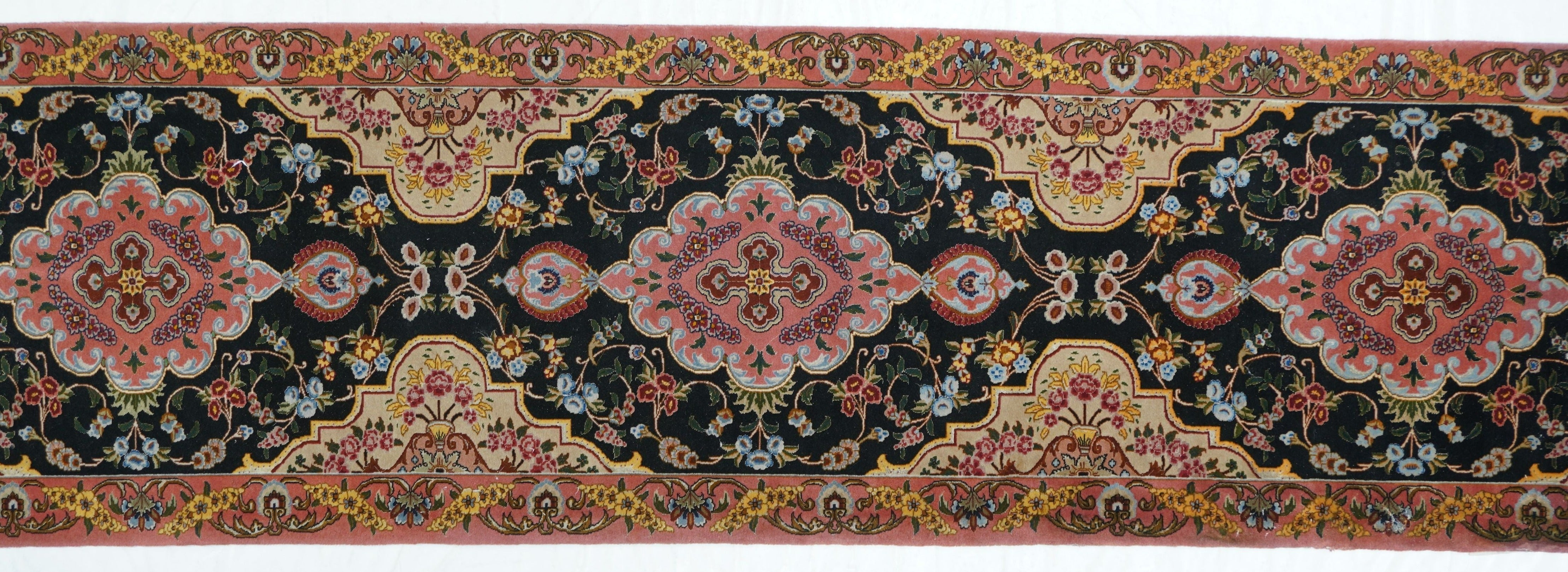 Extremely Fine Vintage  Tabriz Wool & Silk Runner 2'7'' x 10'3''