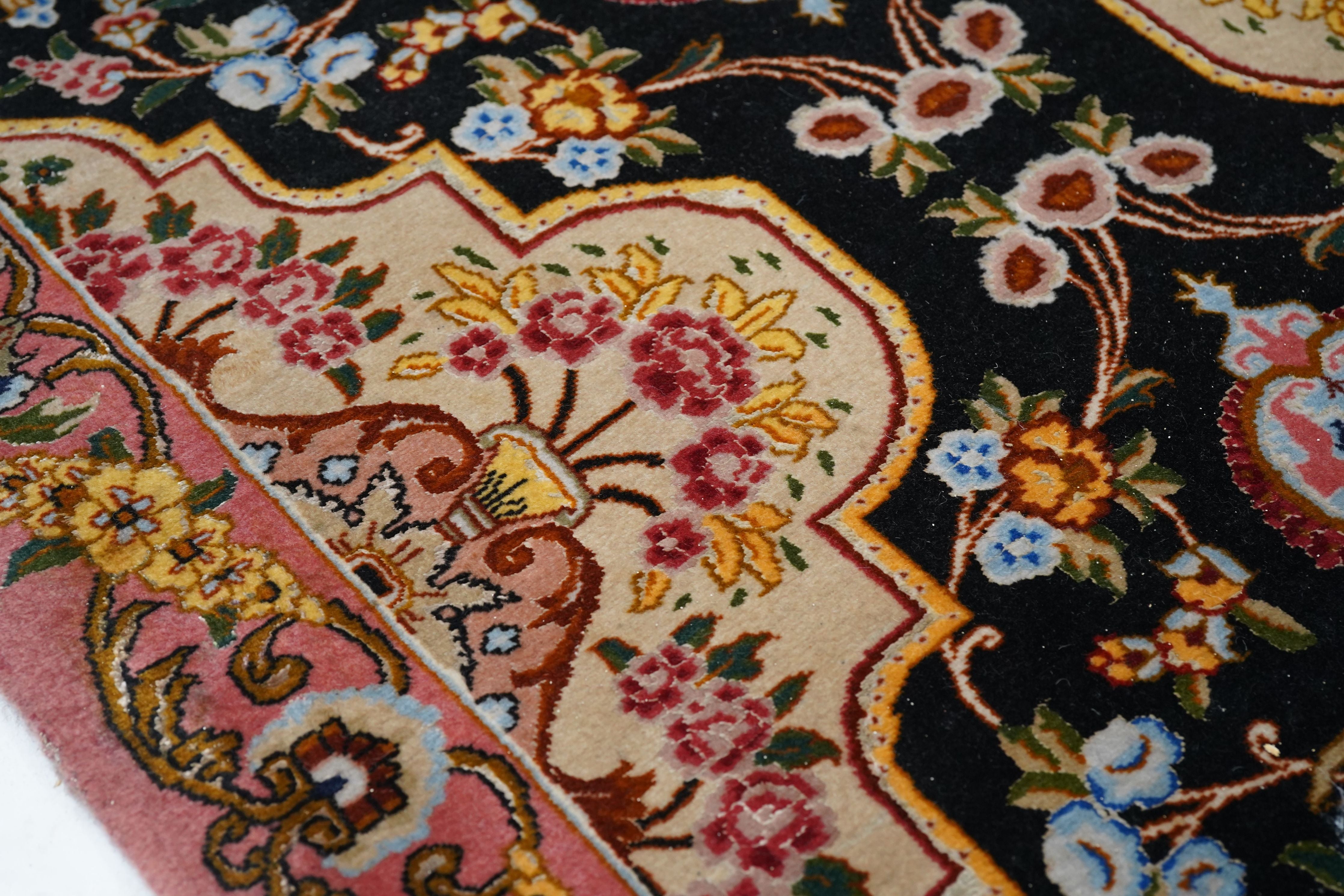 Extremely Fine Vintage  Tabriz Wool & Silk Runner 2'7'' x 10'3''