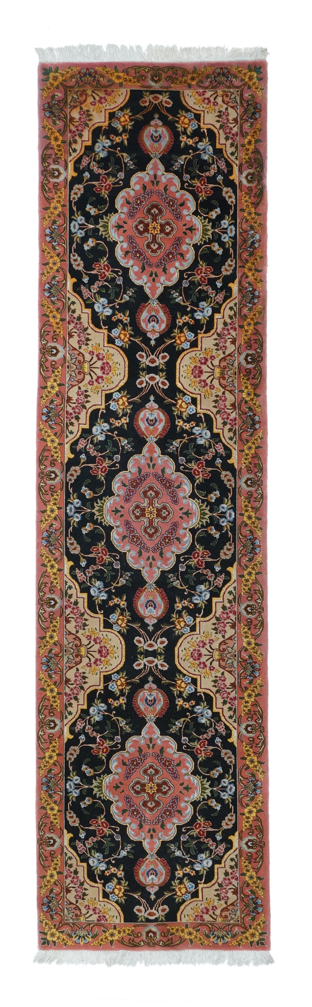 Vintage Black Tabriz Rug 2'7'' x 10'3''