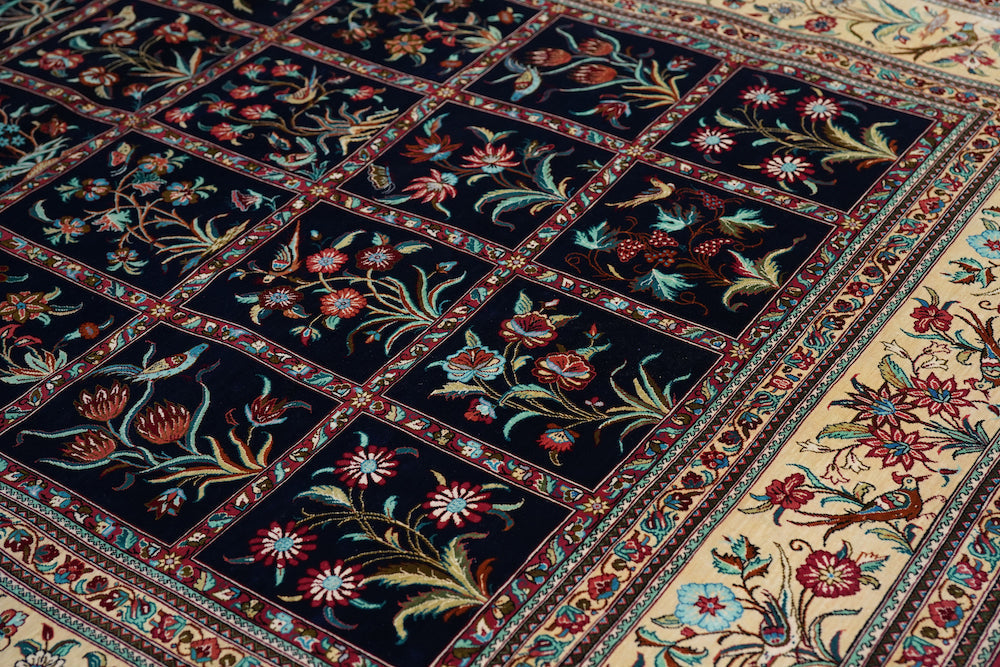 Extremely Fine Pure Silk  Qum Rug 4'5'' x 6'11''