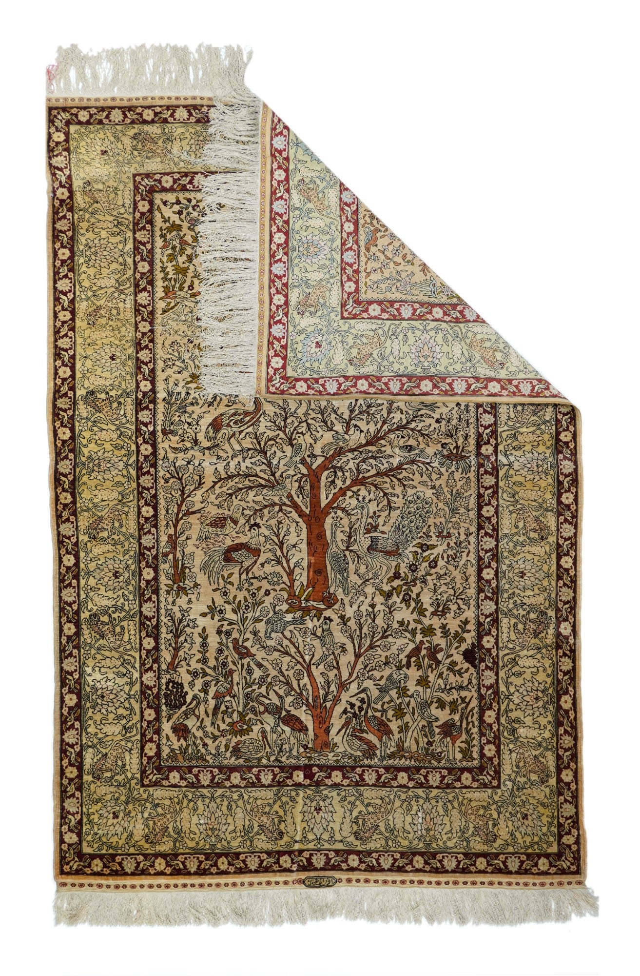 Extremely Fine Vintage Silk Turkish Herekeh Rug 3'8'' x 5'10''