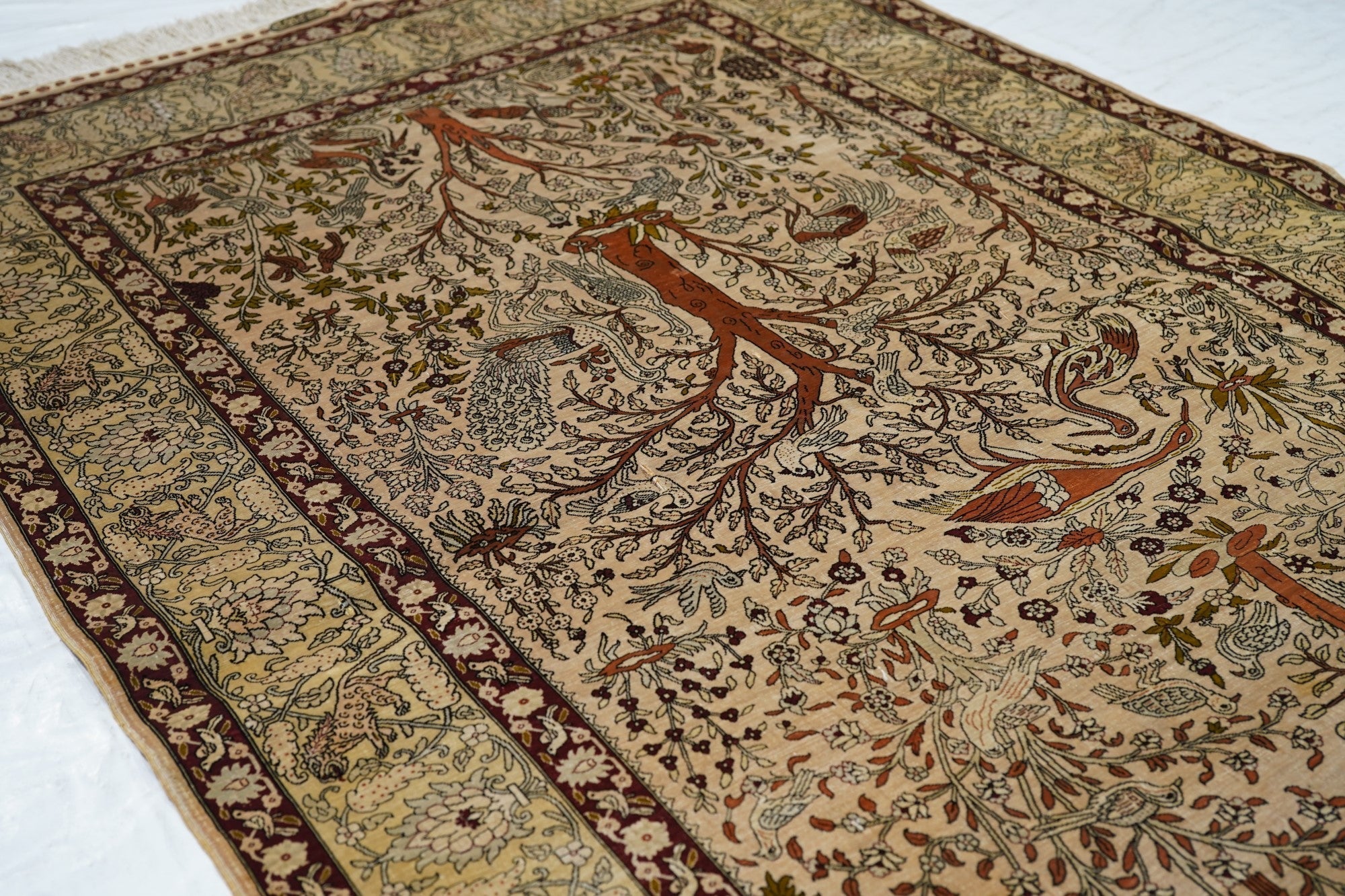 Extremely Fine Vintage Silk Turkish Herekeh Rug 3'8'' x 5'10''