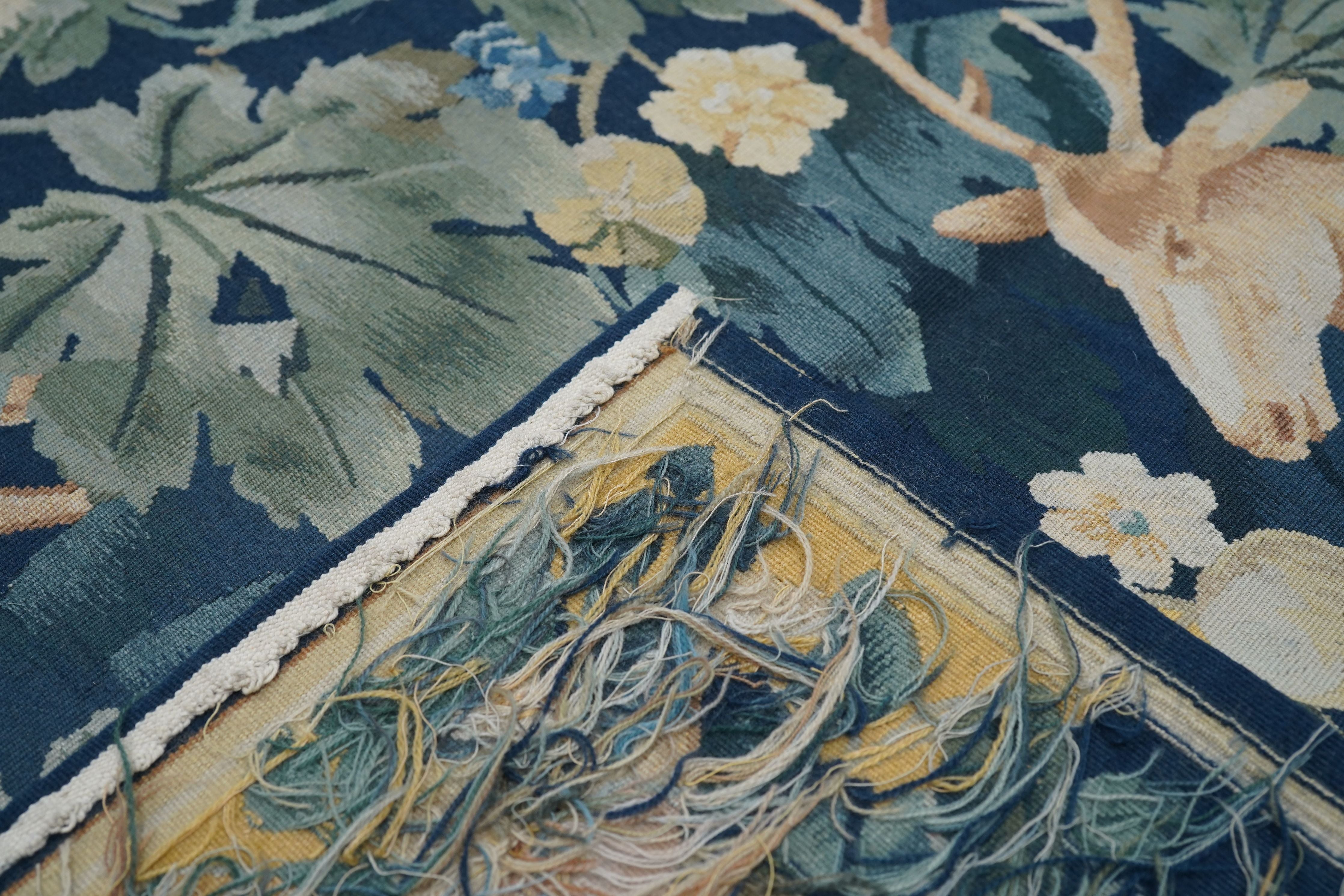 Vintage French Design Unicorn Tapestry 4'8'' x 5'2''