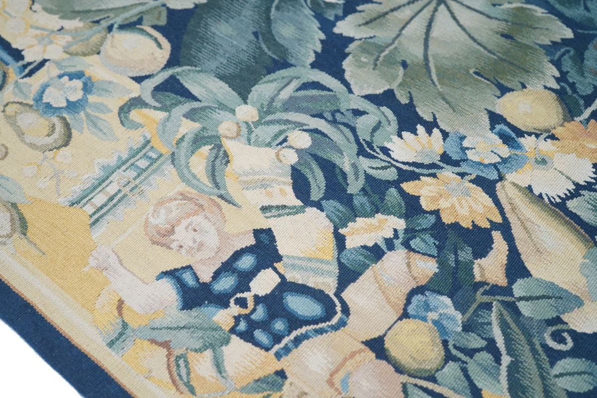 Vintage French Design Unicorn Tapestry 4'8'' x 5'2''