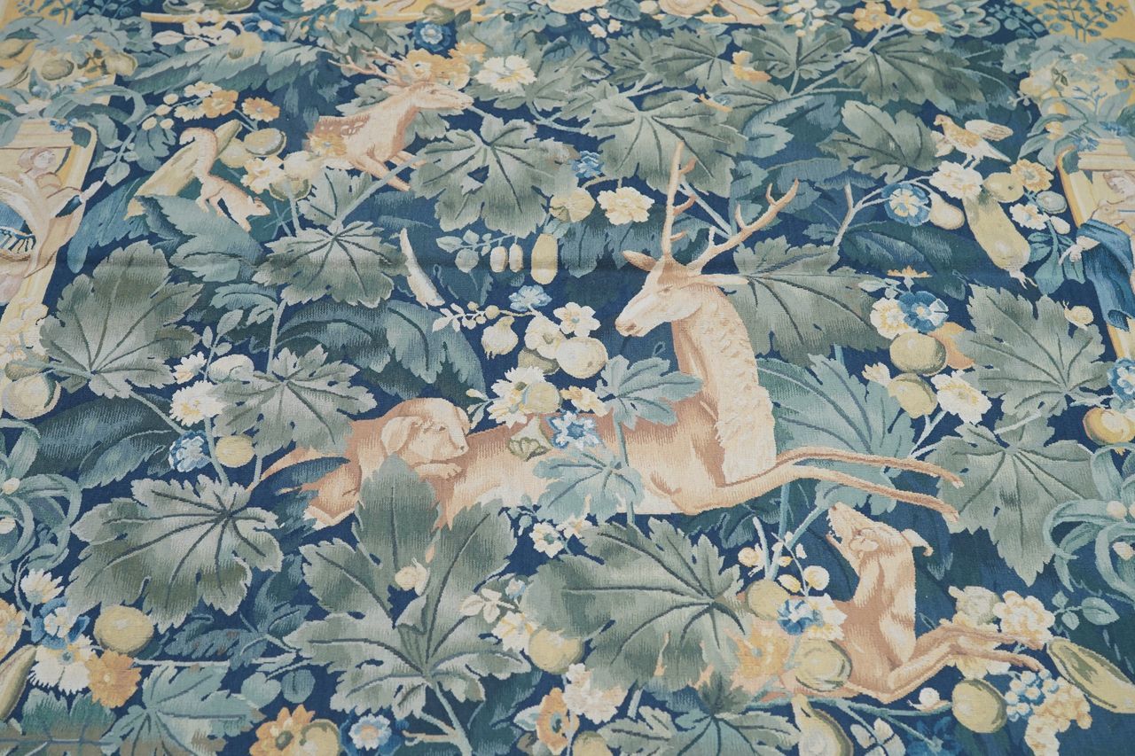 Vintage French Design Unicorn Tapestry 4'8'' x 5'2''