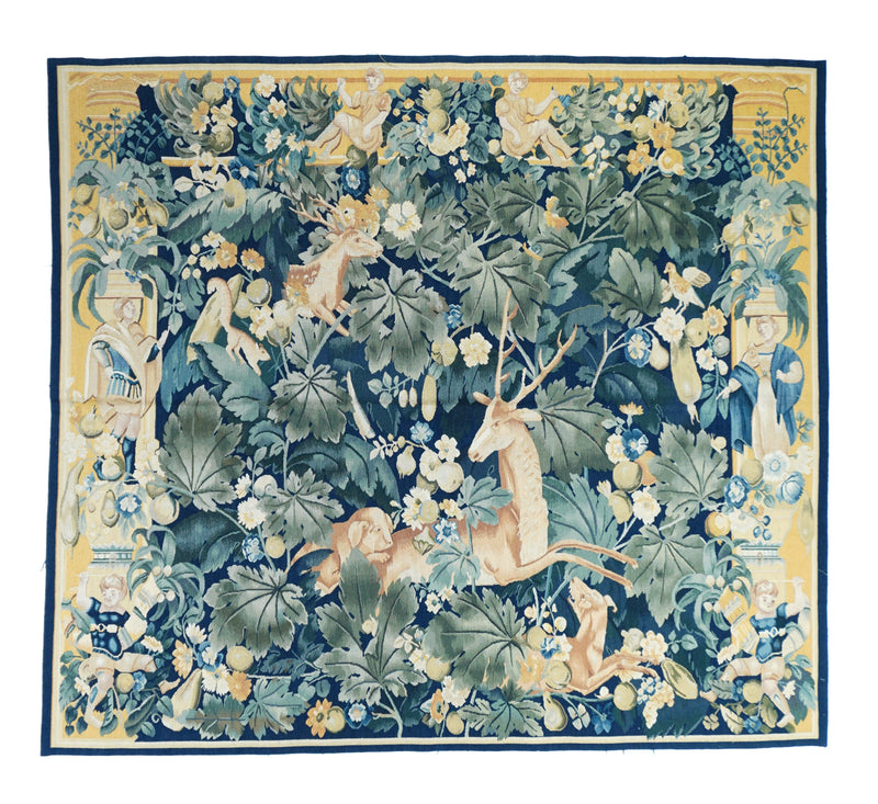 Vintage French Design Unicorn Tapestry 4'8'' x 5'2''