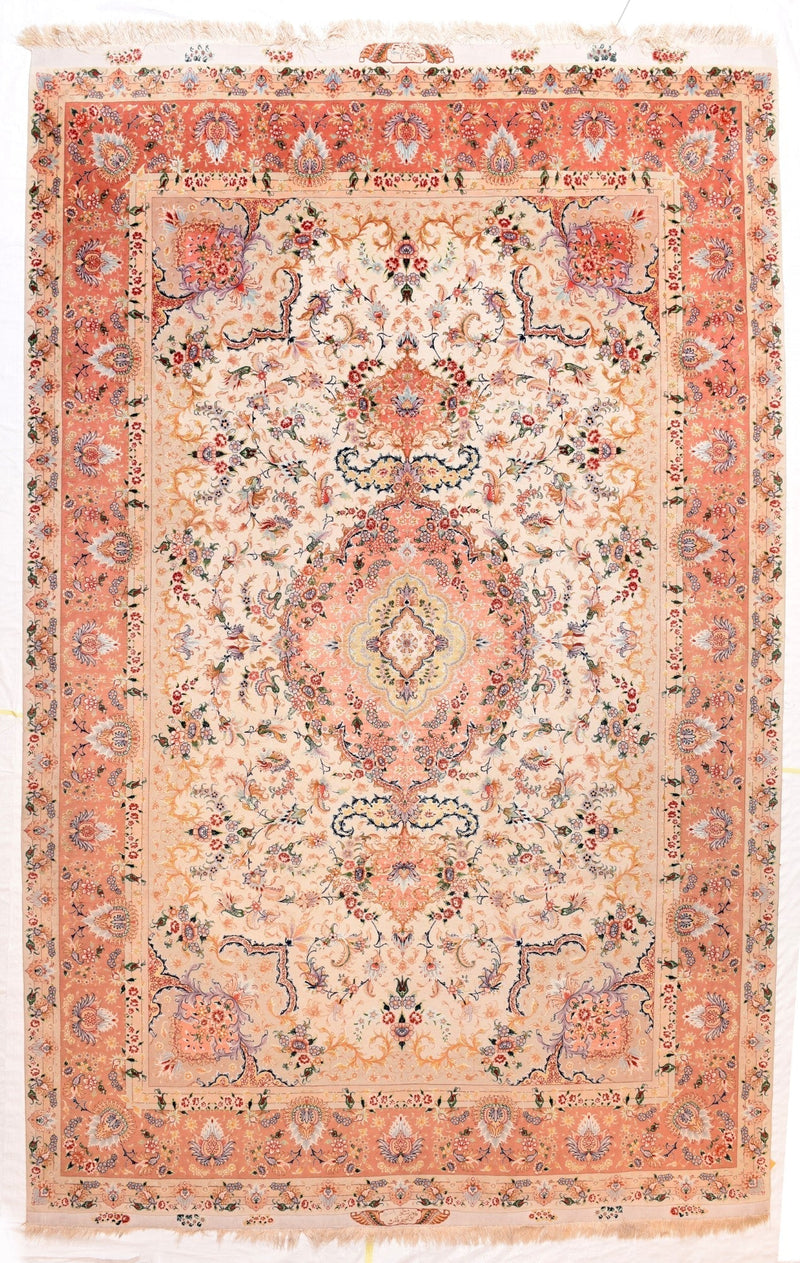 Extremely Fine  Tabriz Wool & Silk Soven by the artist Master Weaver with a Silk foundation Rug 6'7'' x 10'2''