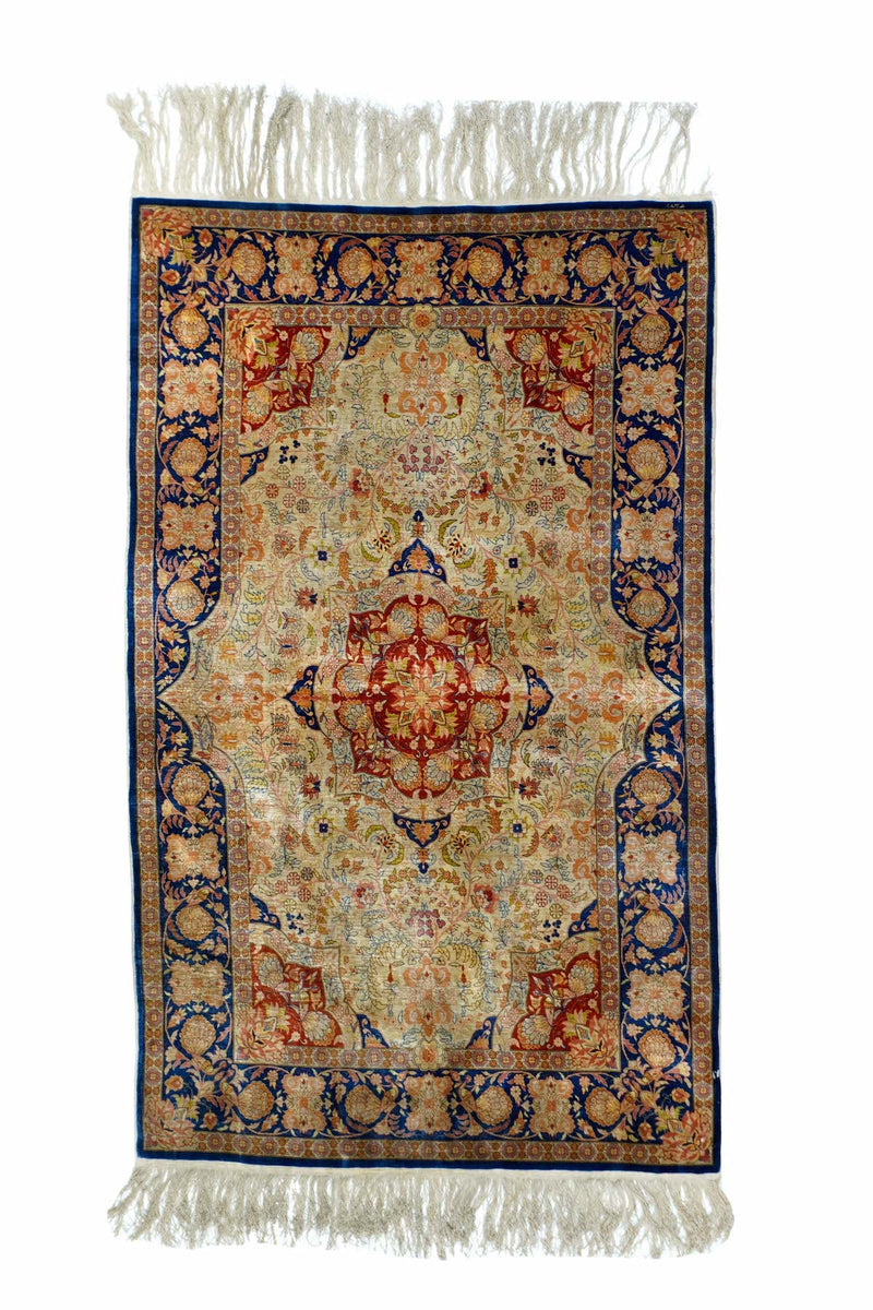 Extremely Fine Antique Silk Hereke Rug Signed by the Master Weaver 2'6'' x 4'1''