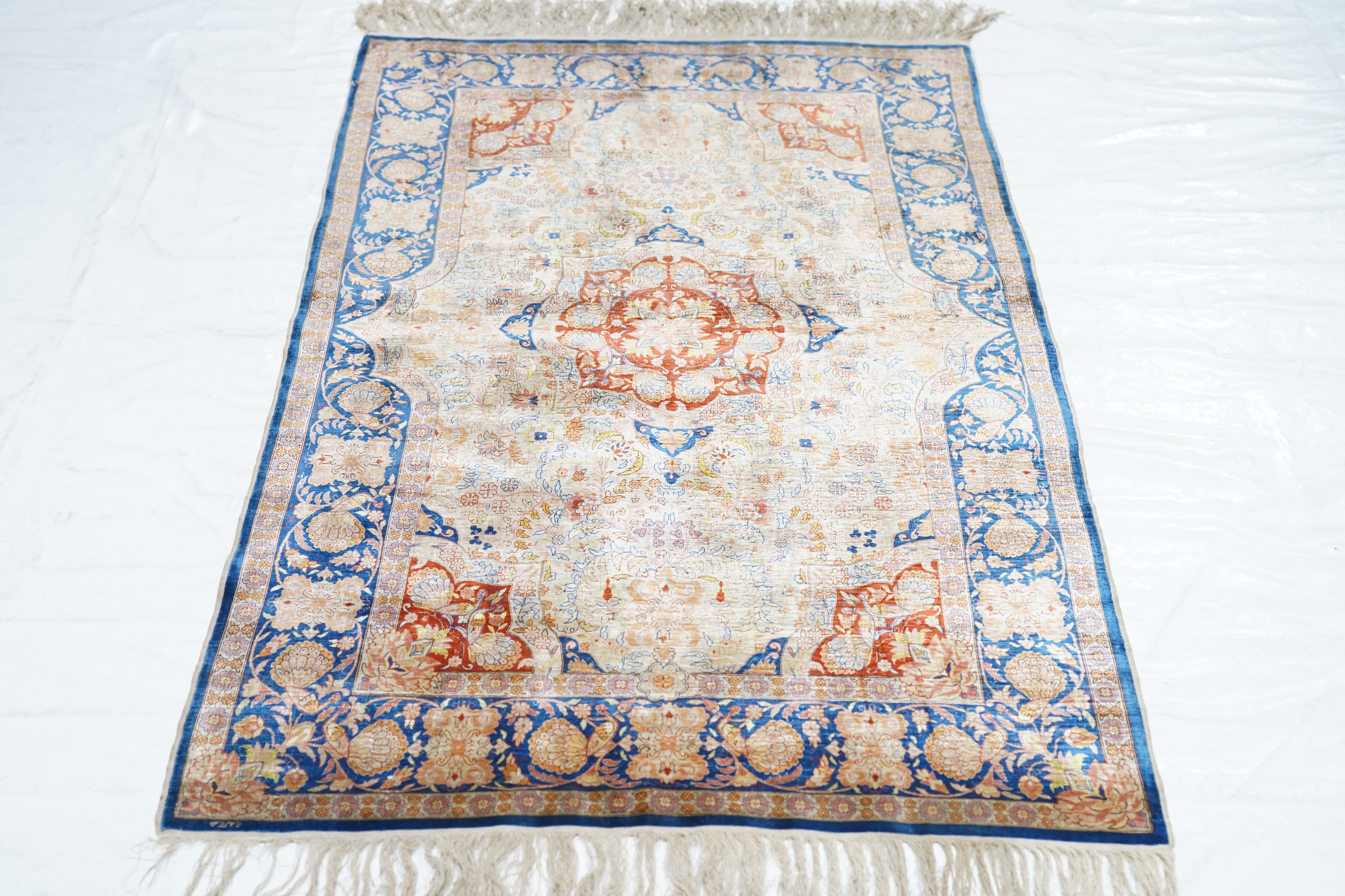 Extremely Fine Antique Silk Hereke Rug Signed by the Master Weaver 2'6'' x 4'1''