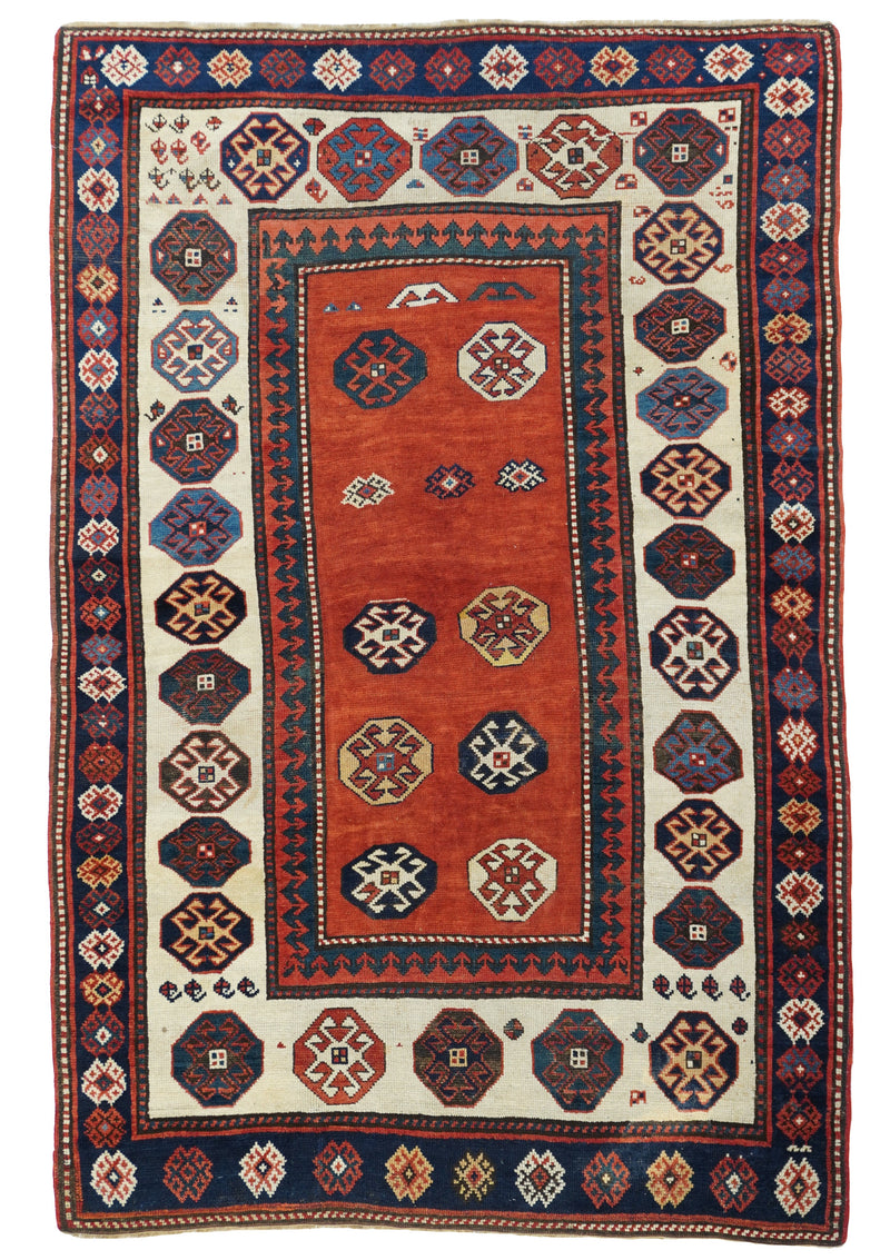 Antique Caucasian Kazak Rug 4'2'' x 6'4''