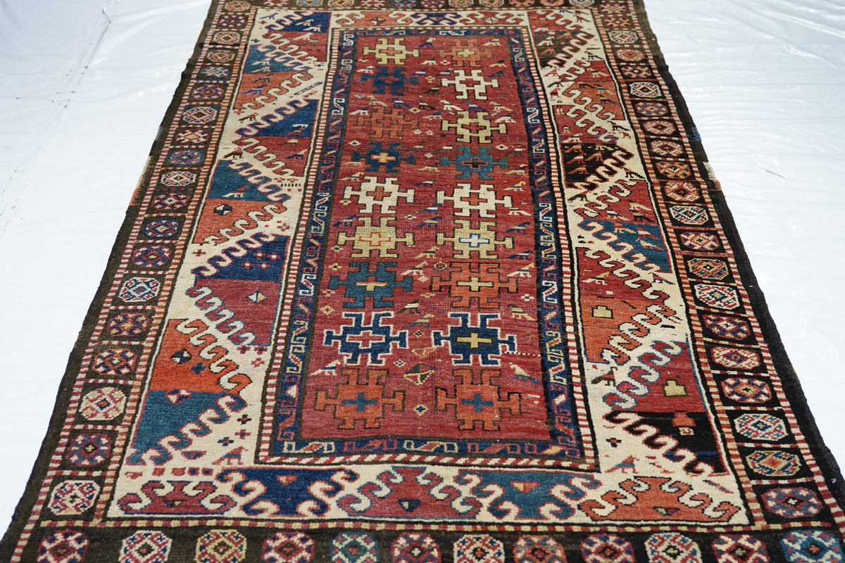 Antique Caucasian Kazak Borcholo Rug 4'7'' x 8'0''