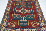 Vintage Caucasian Kazak Fachralo Rug 4'0'' x 5'2''
