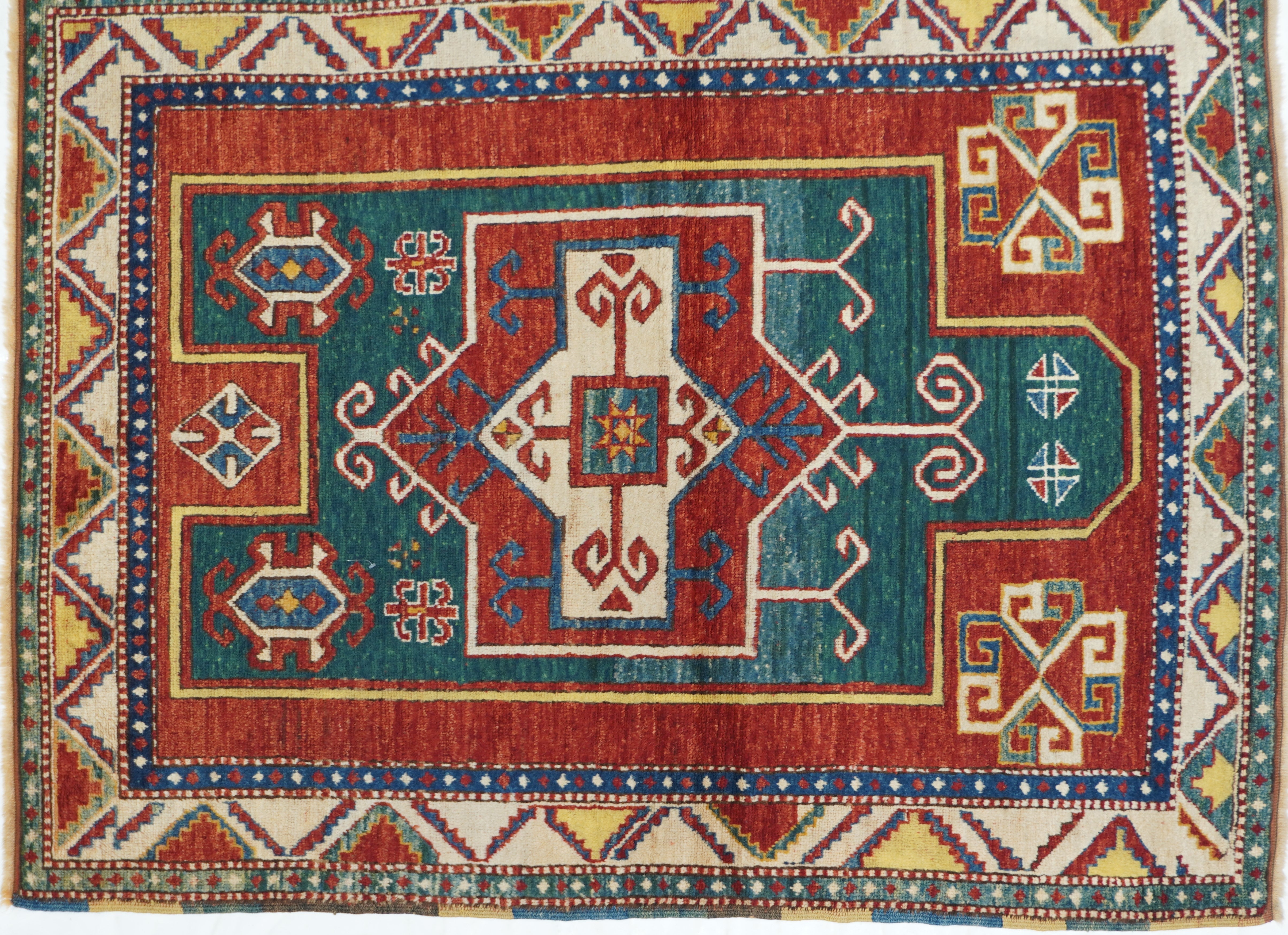 Vintage Caucasian Kazak Fachralo Rug 4'0'' x 5'2''