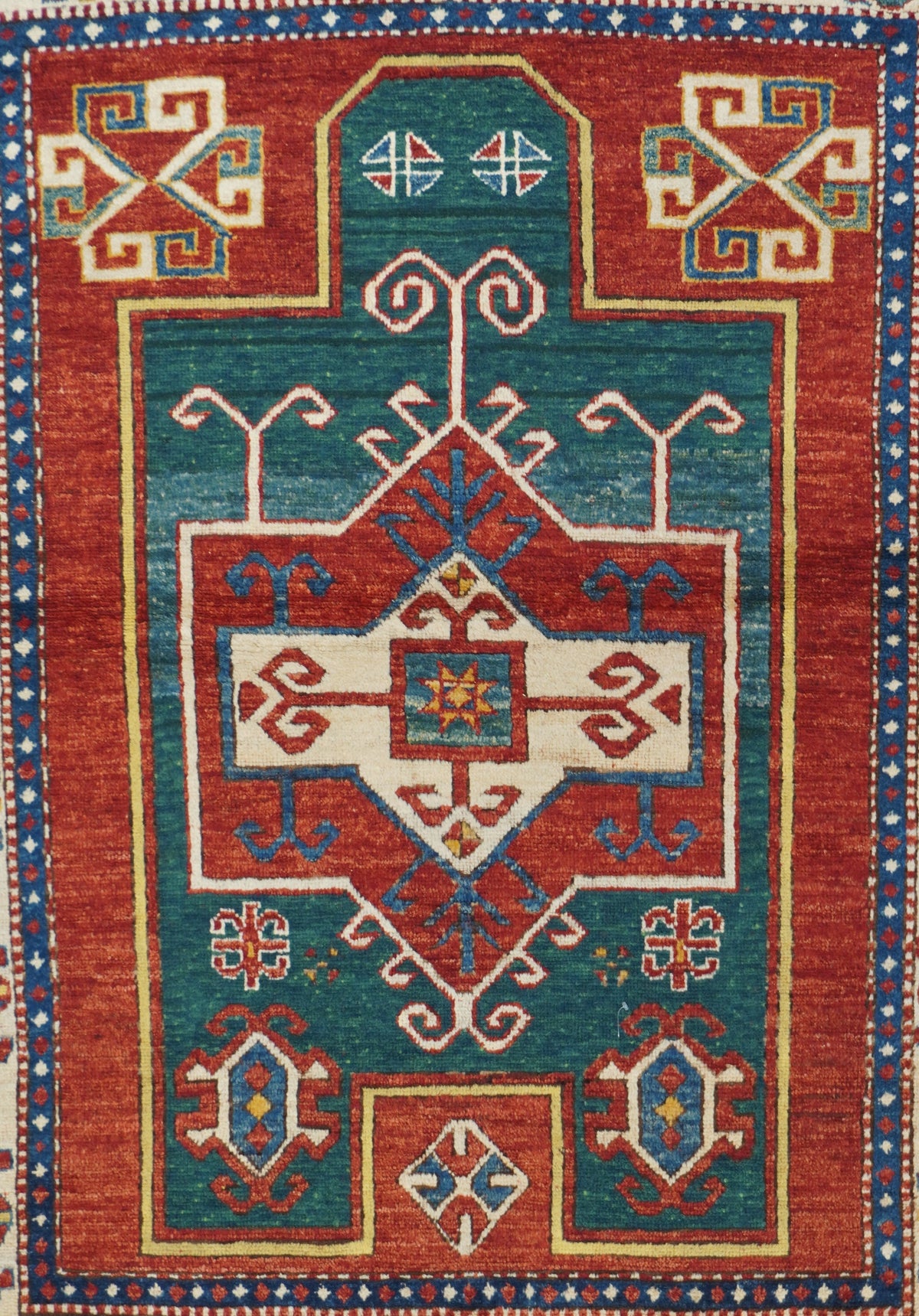 Vintage Caucasian Kazak Fachralo Rug 4'0'' x 5'2''