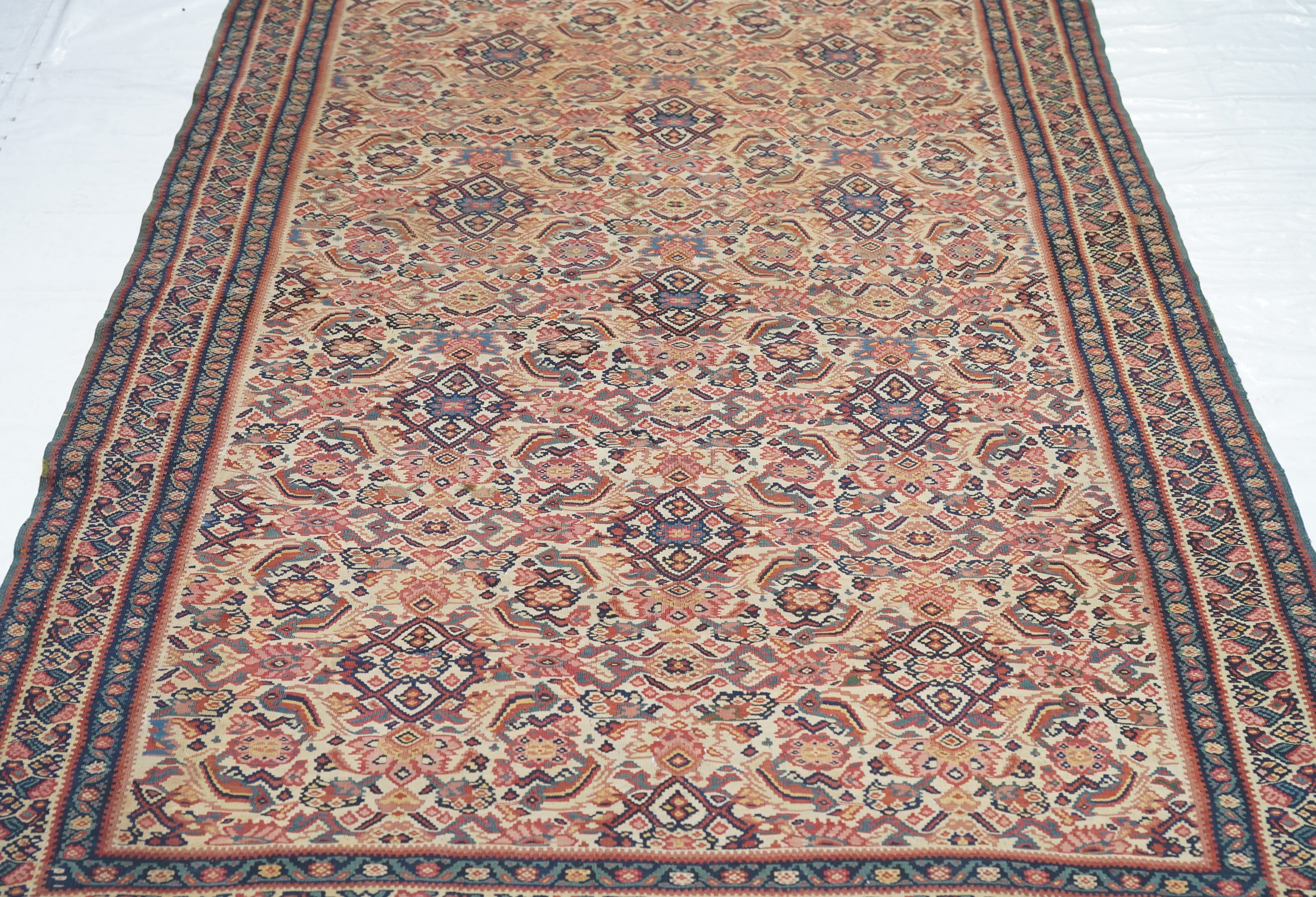Antique Senneh Kilim Rug 4'7'' x 6'8''
