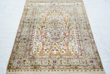 Extremely Fine Vintage Silk Turkish Hereke Rug 3'4'' x 5'0''