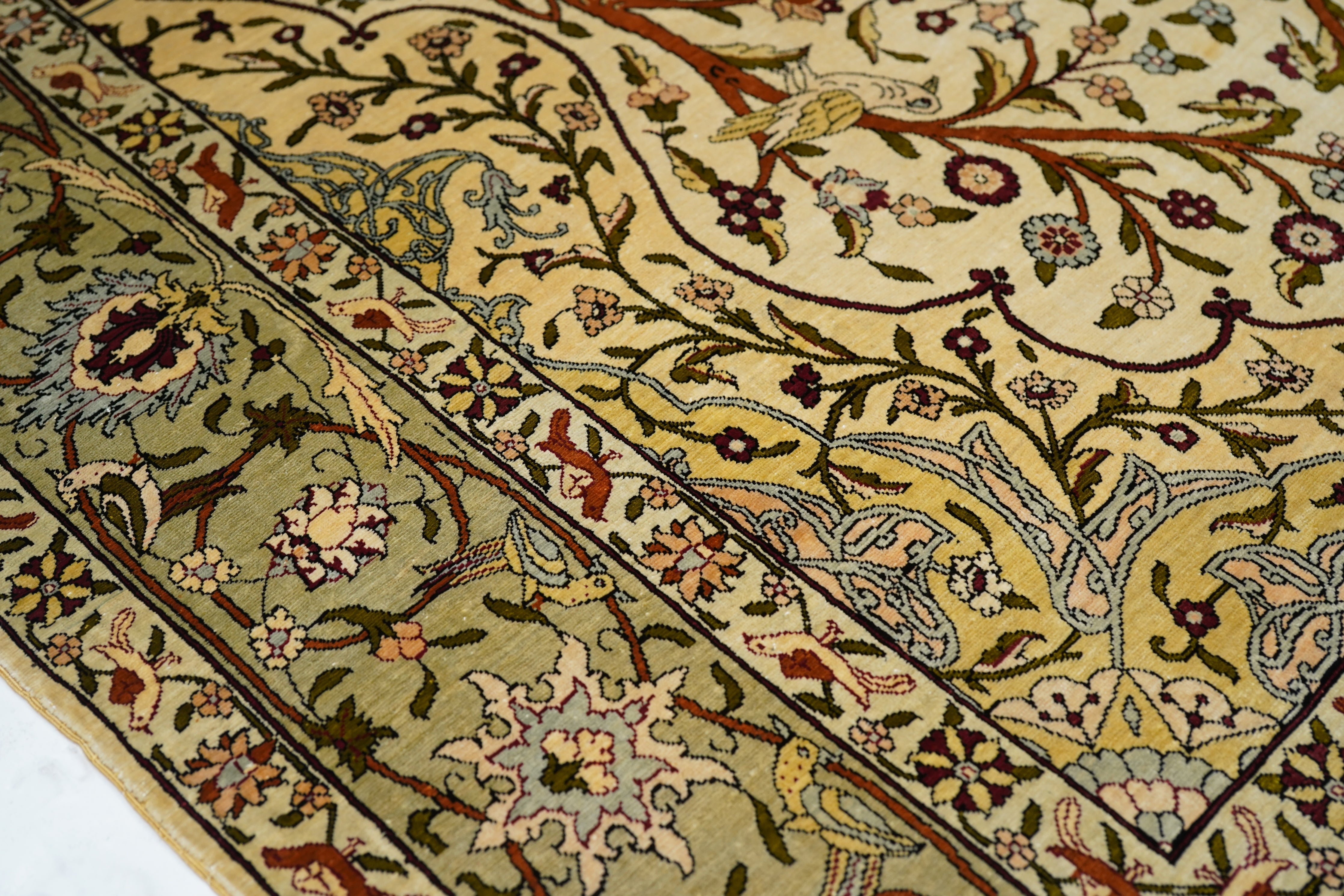 Extremely Fine Vintage Silk Turkish Hereke Rug 3'4'' x 5'0''