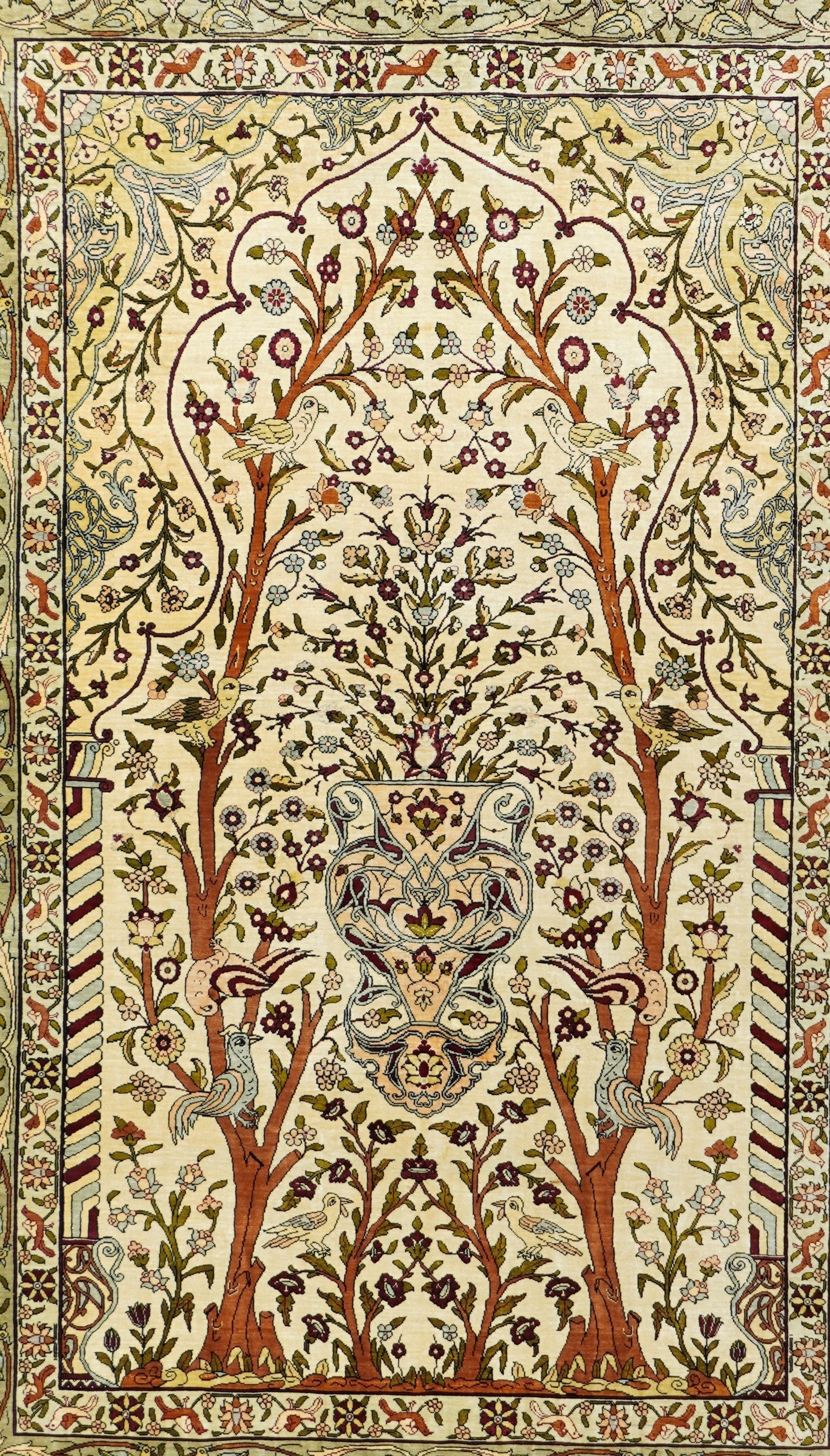 Extremely Fine Vintage Silk Turkish Hereke Rug 3'4'' x 5'0''
