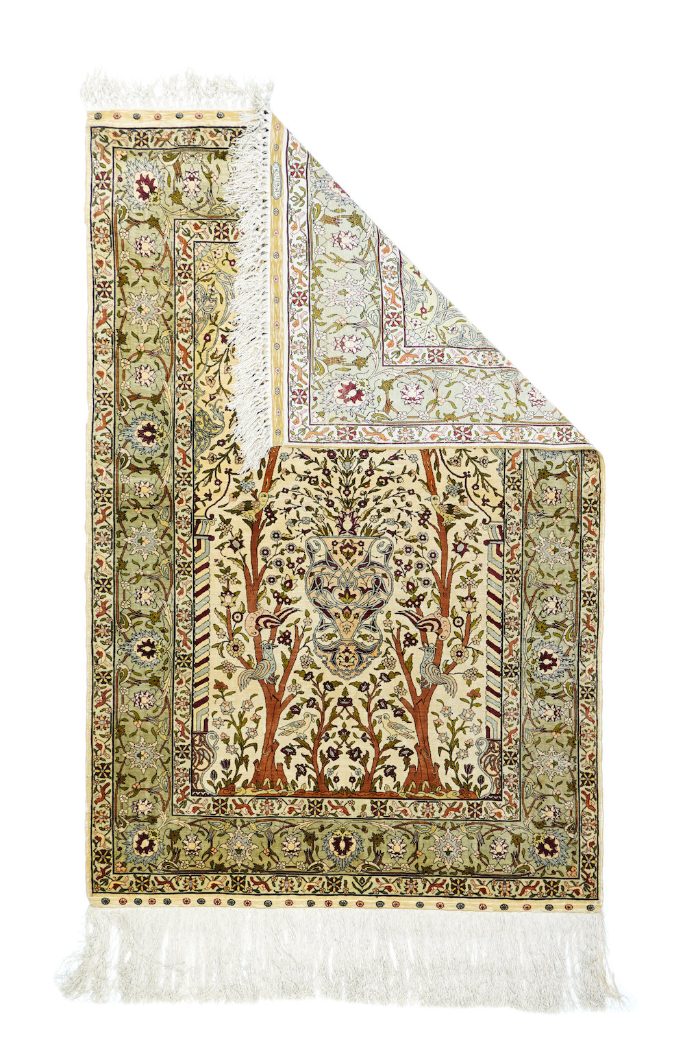 Extremely Fine Vintage Silk Turkish Hereke Rug 3'4'' x 5'0''